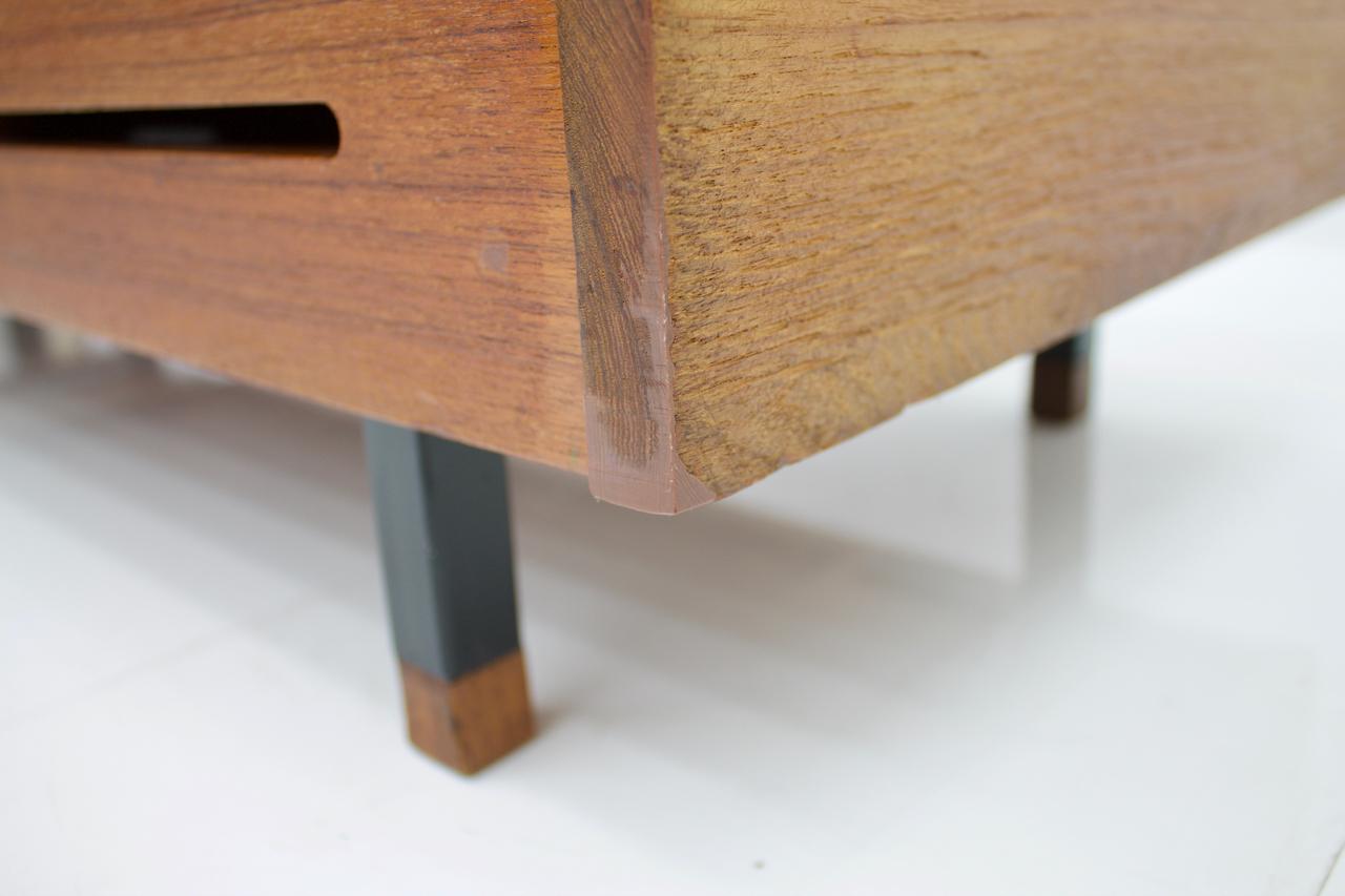 Metal Small Danish Teak Sideboard Bench Shoe Cabinet, 1960s