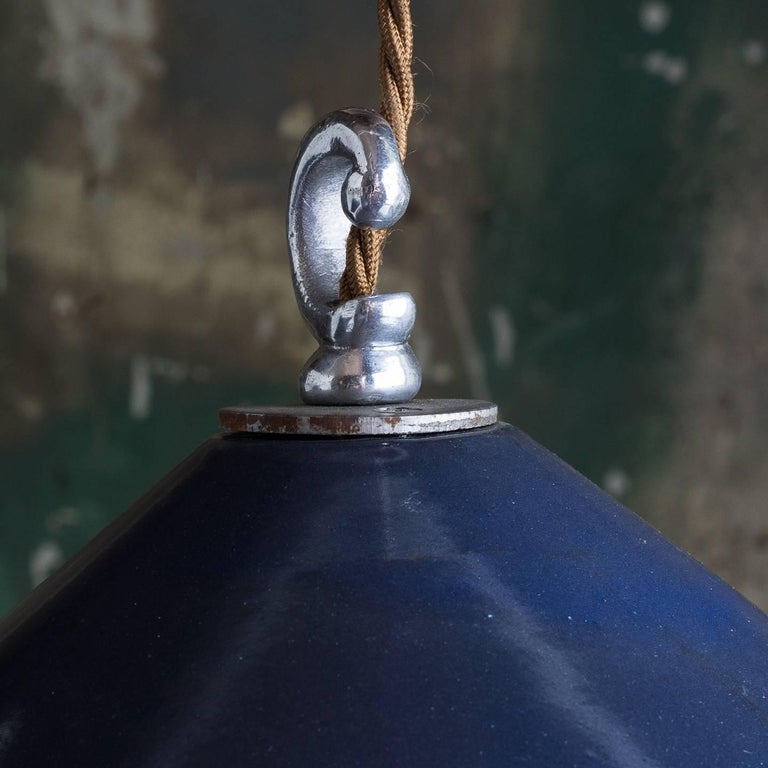 Small Dark Blue Enamel Pendant Lights at 1stDibs