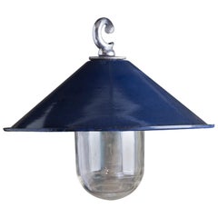 Small Dark Blue Enamel Pendant Lights