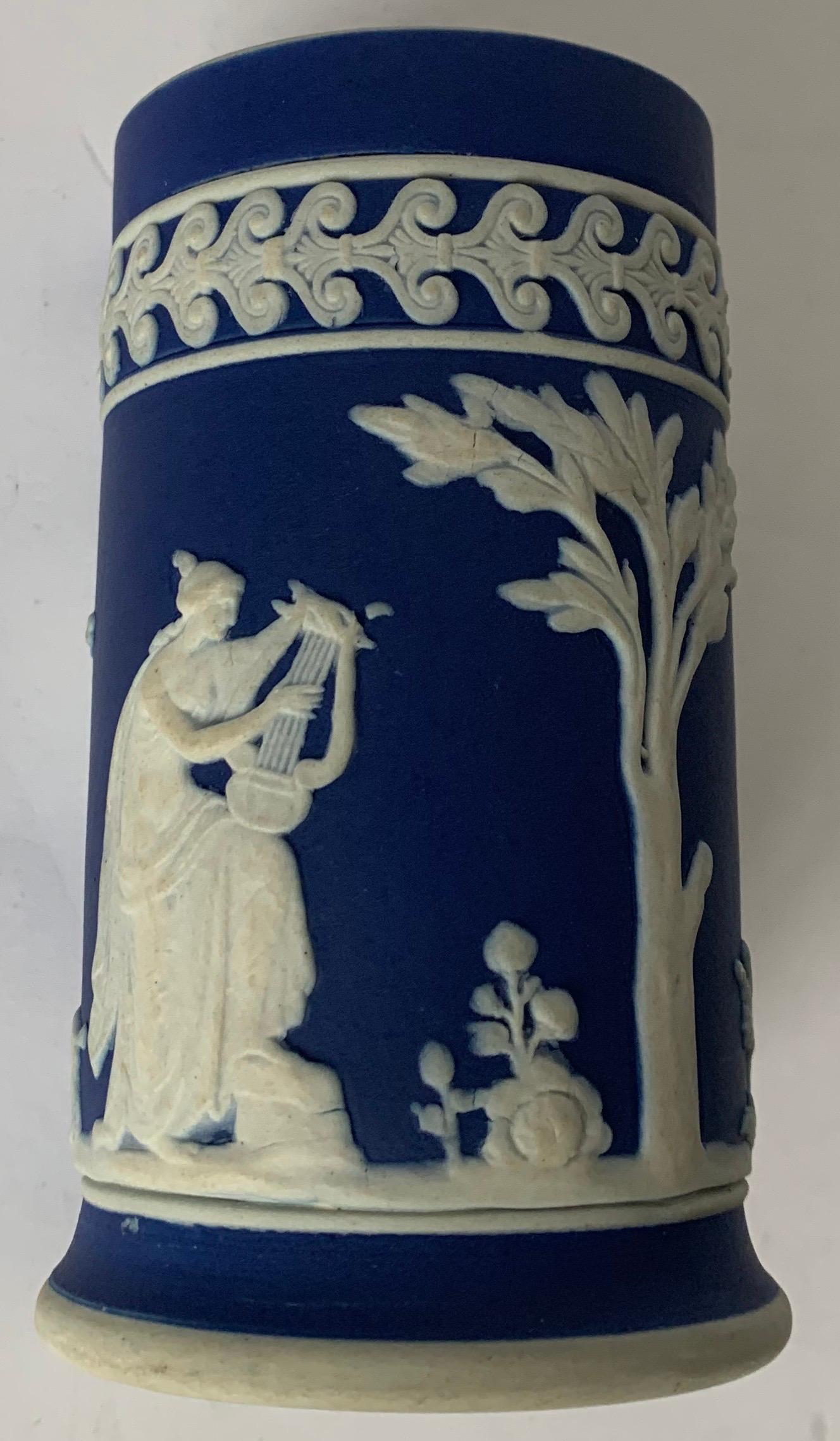 Neoclassical Small Dark Blue Wedgwood Jasperware Spill Vase
