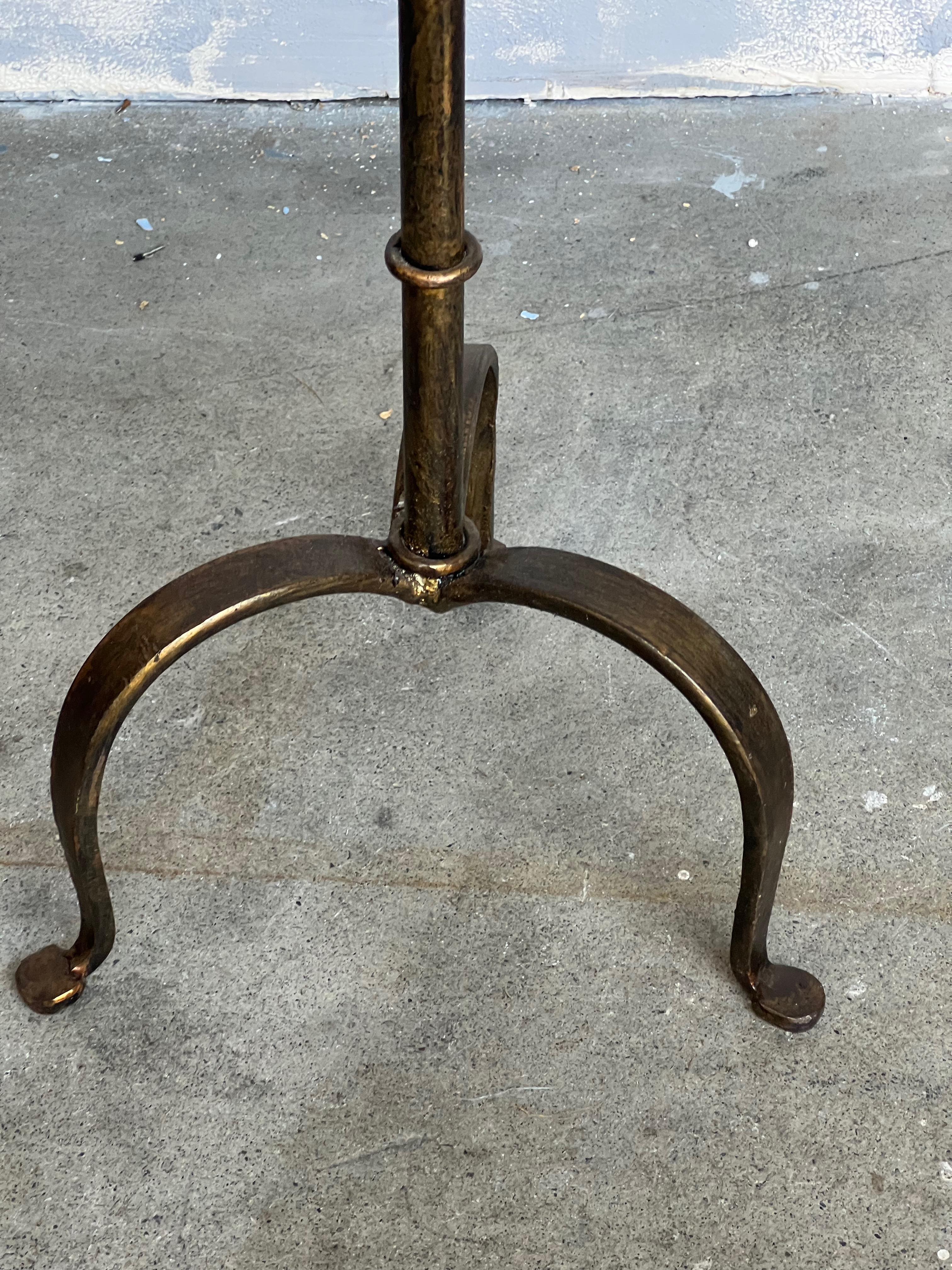 Contemporary Small Dark Gilt Metal Drinks Table on a Tripod Base