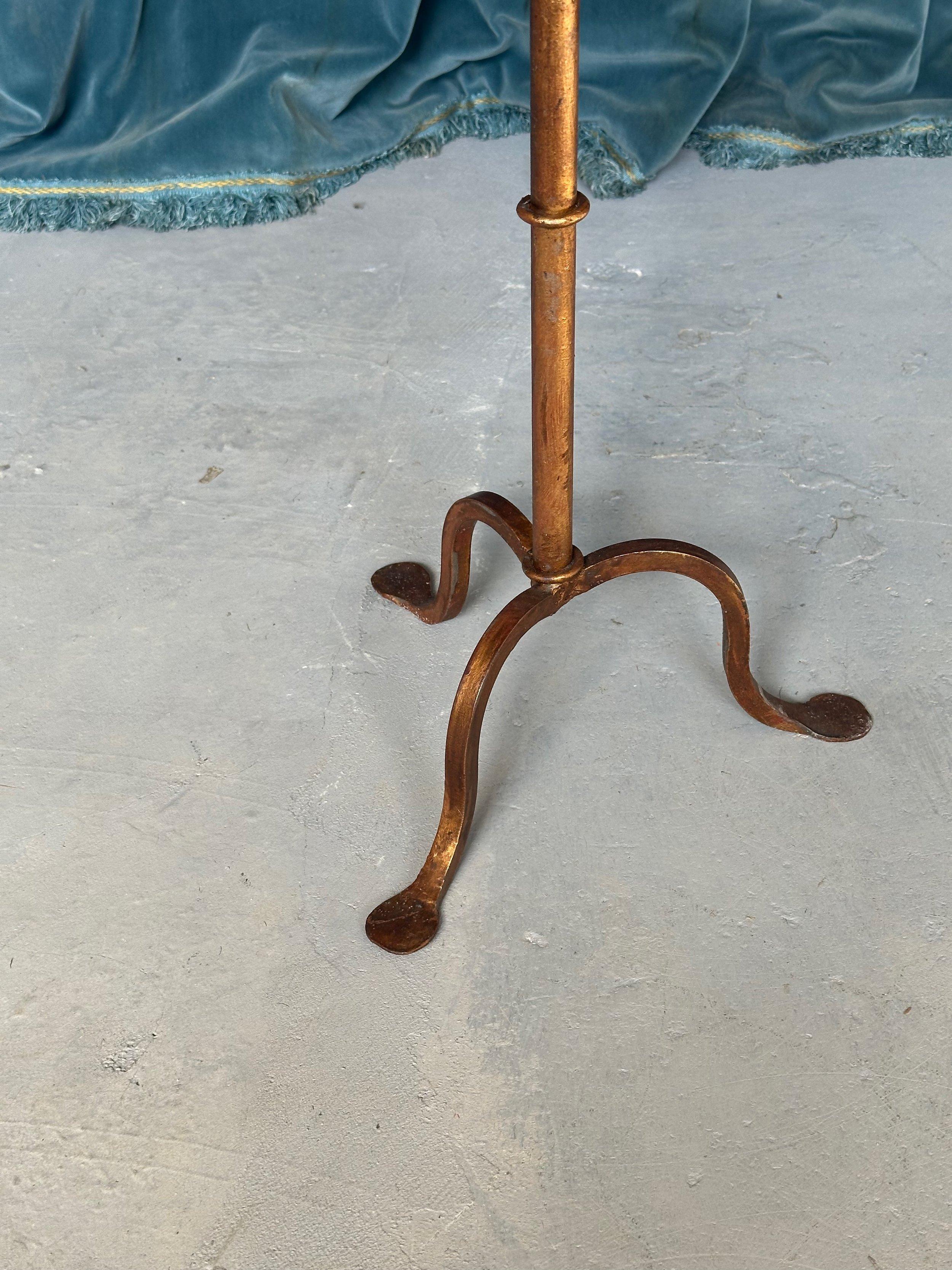 Contemporary Small Dark Gilt Metal Drinks Table with Curved Legs For Sale