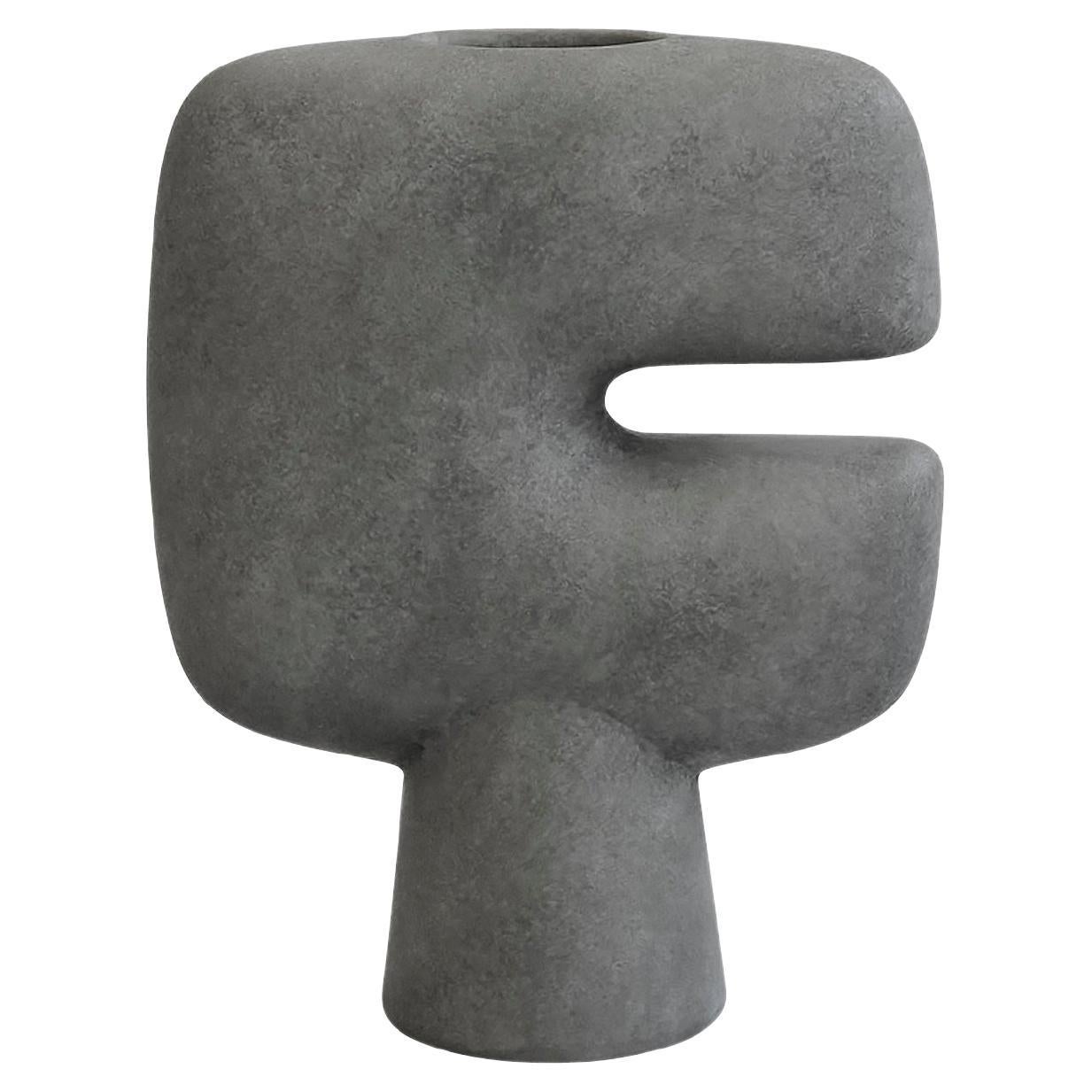 Chinese Small Dark Grey C Shaped Danish Design Vase, China, Contemporary