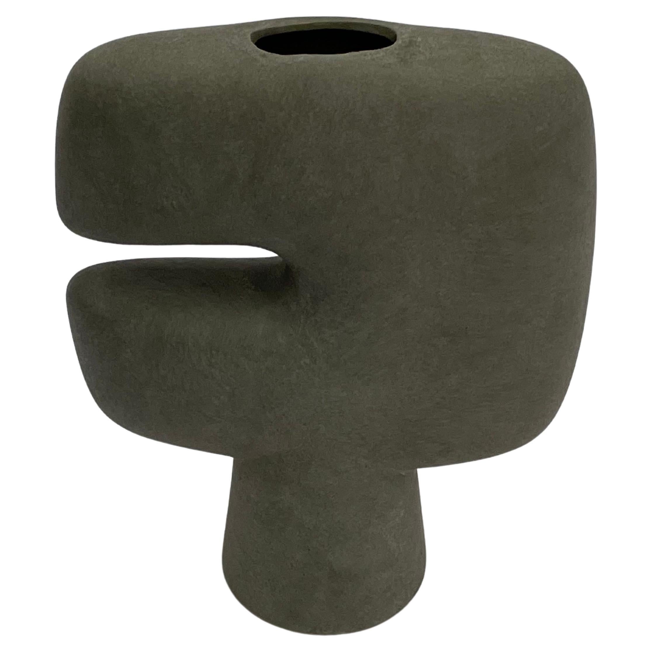 Small Dark Grey C Shaped Danish Design Vase, China, Contemporary