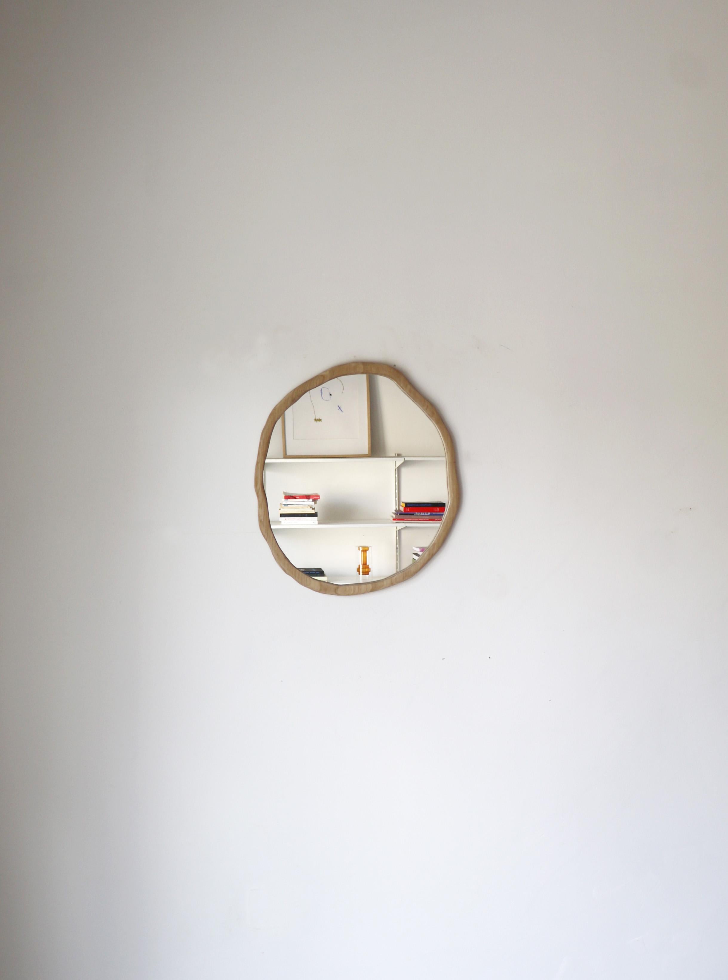 French Small Dark Varnish Ondulation Mirror by Alice Lahana Studio For Sale