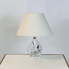 Piccola lampada da boudoir Daum Nancy con paralume in lino