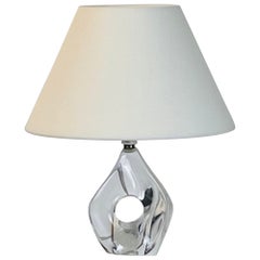 Petite lampe de boudoir Daum Nancy avec abat-jour en lin