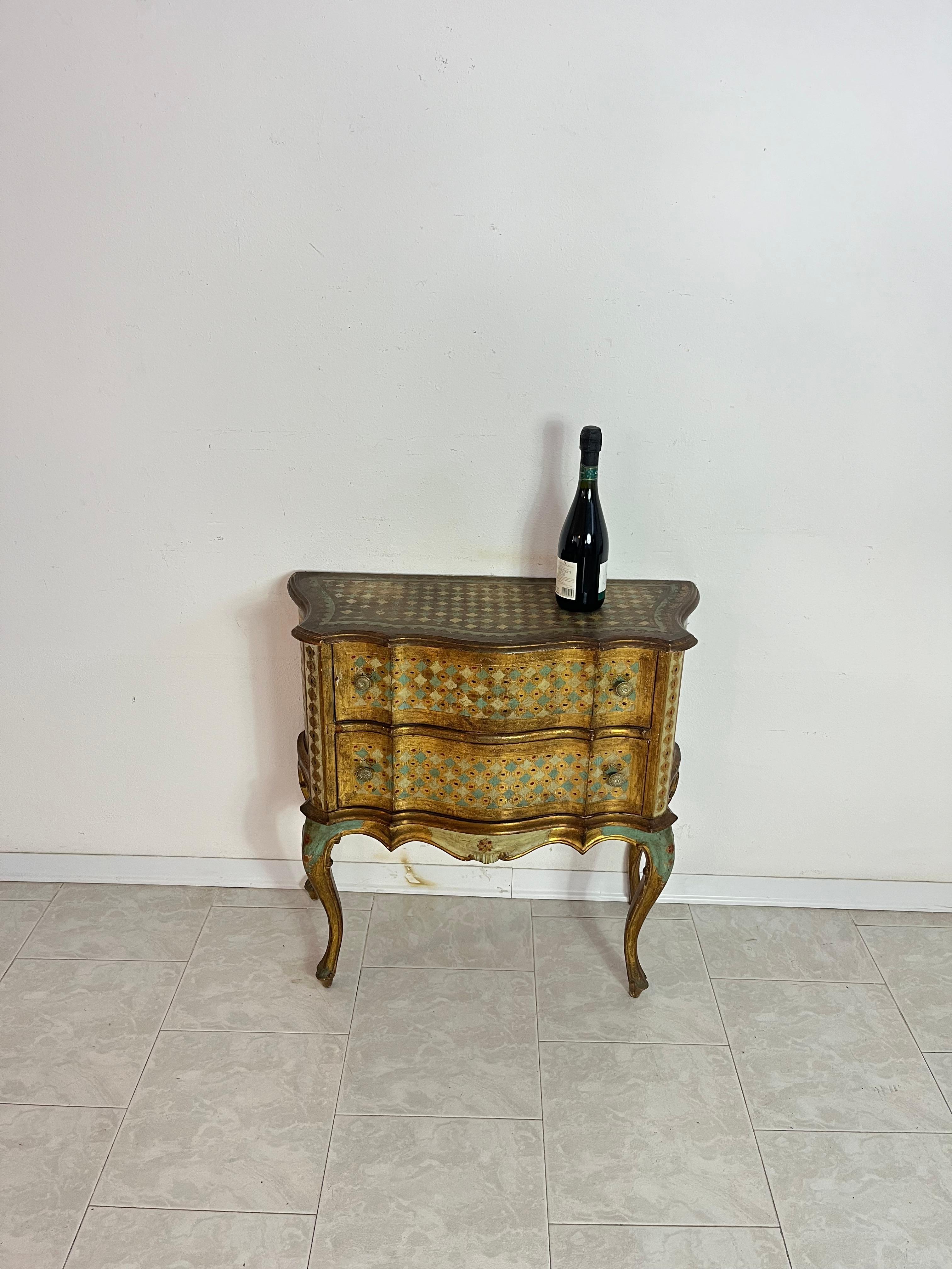 Italian Small Decorated Venetian Chest of Drawers, 1940s For Sale