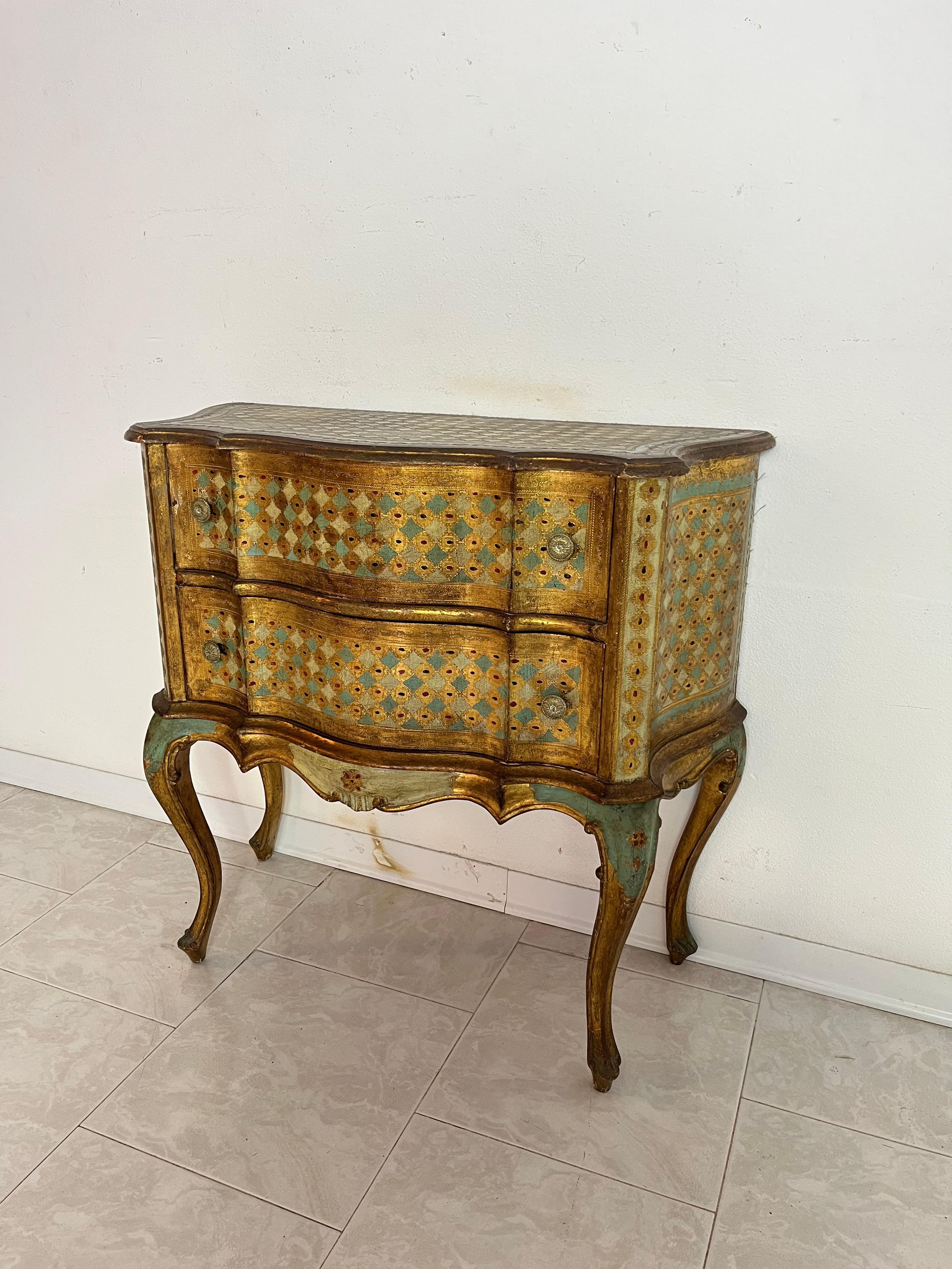 Wood Small Decorated Venetian Chest of Drawers, 1940s For Sale