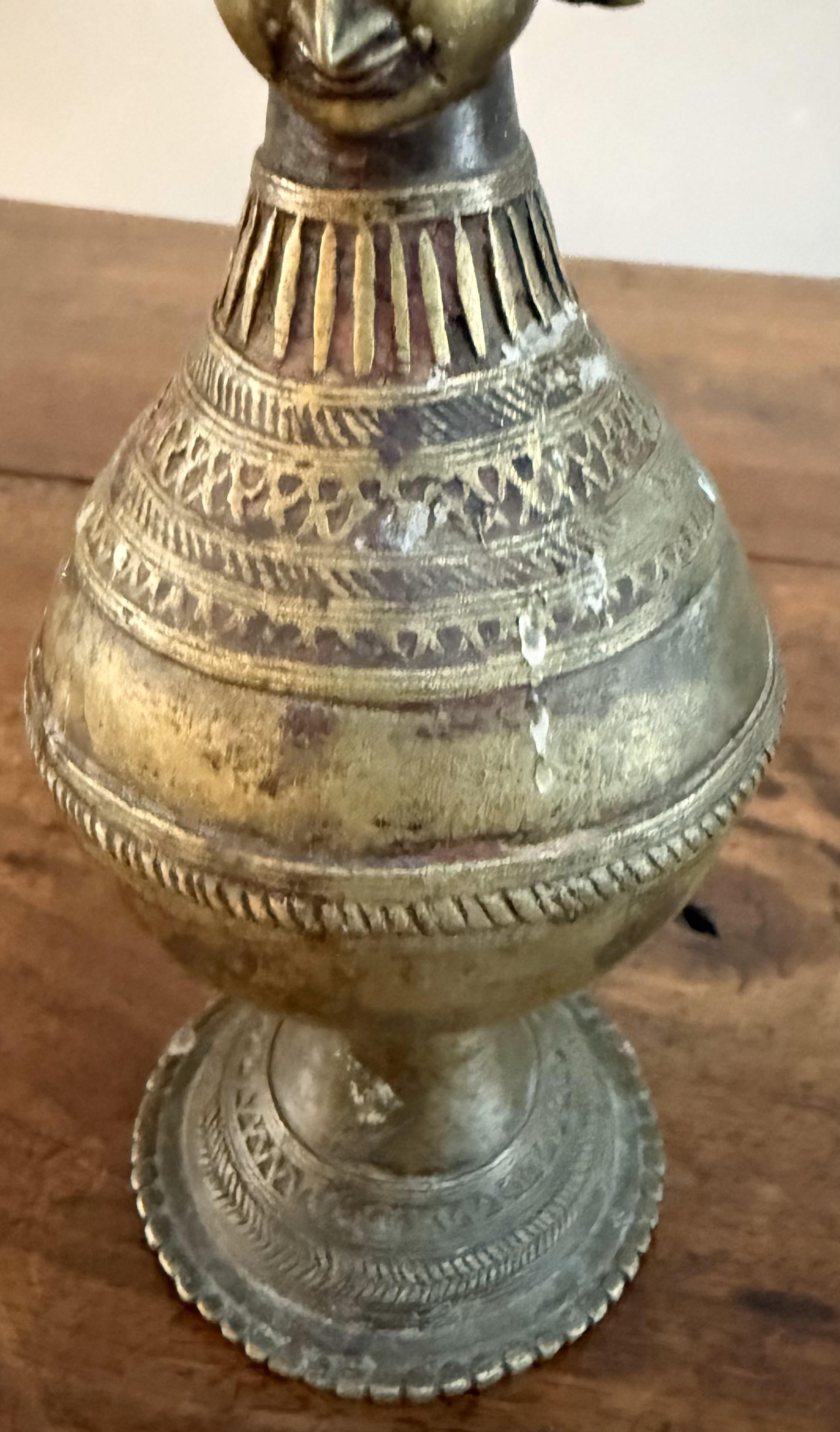 Tribal Small Decorative Brass Hindu Urn For Sale
