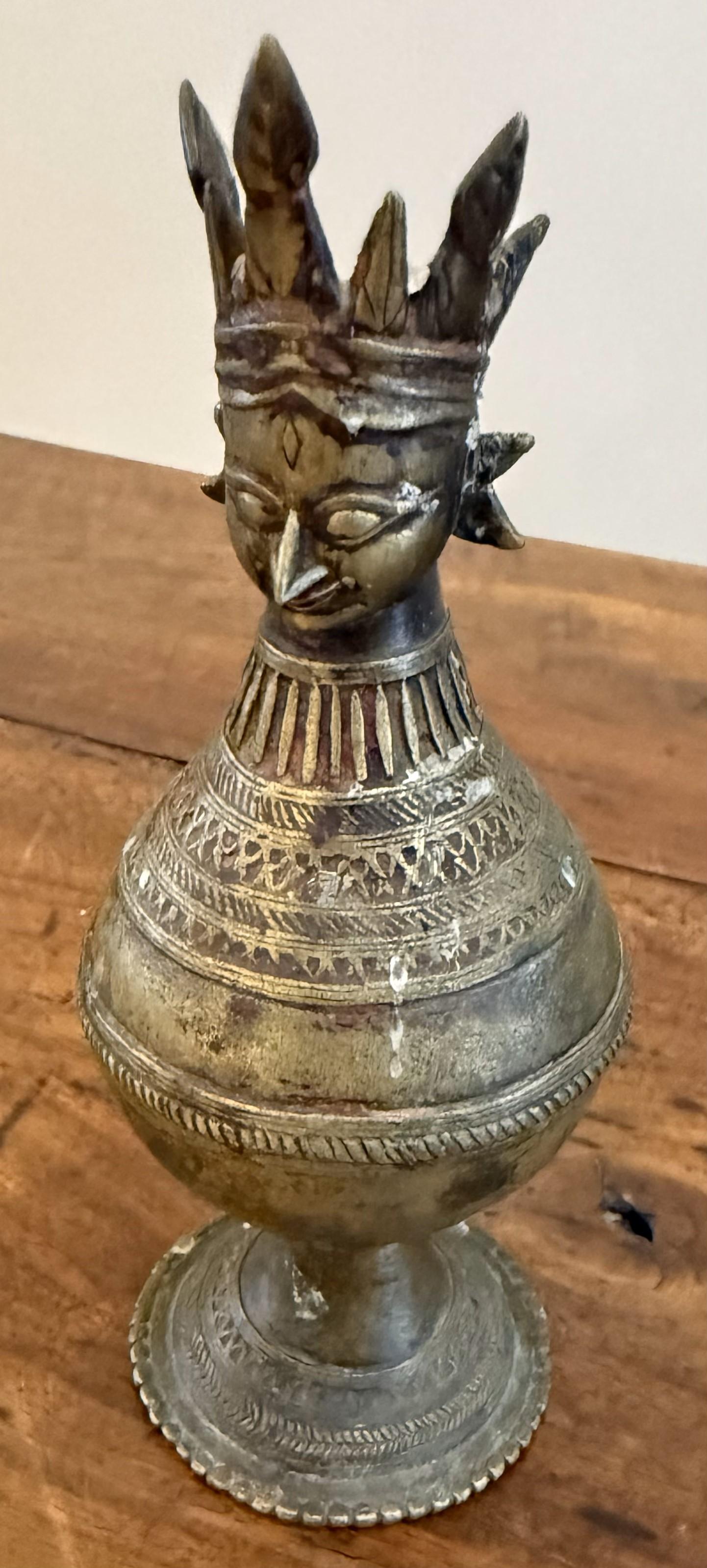 Indian Small Decorative Brass Hindu Urn For Sale