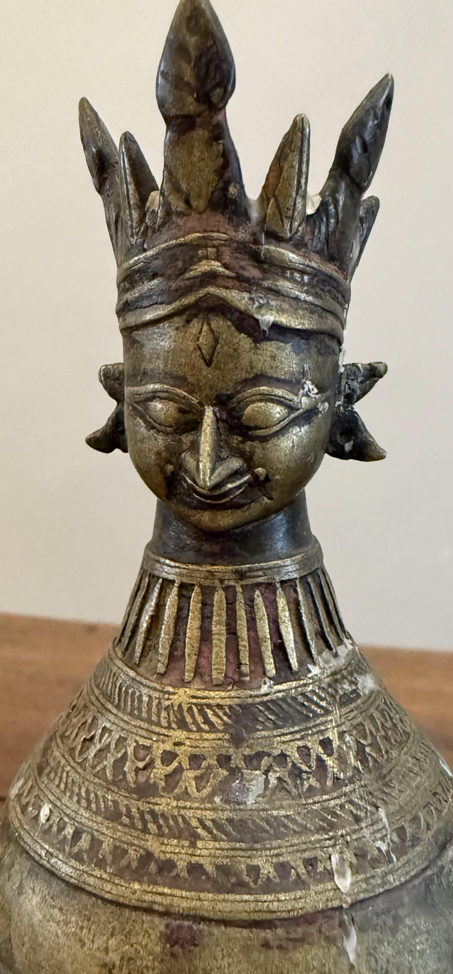 Hammered Small Decorative Brass Hindu Urn For Sale