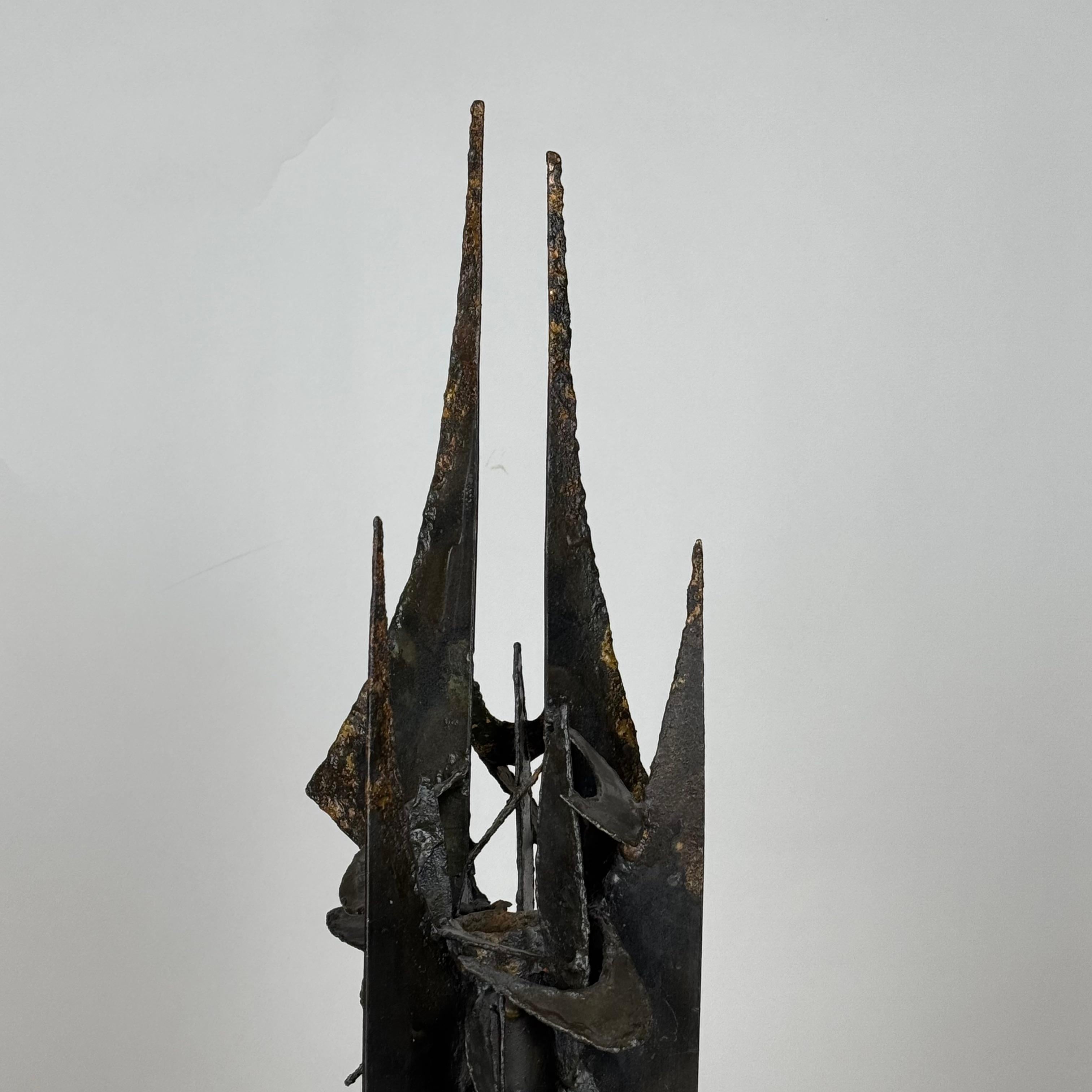 Small Decorative Brutalist Sculpture on Brass Stand In Excellent Condition For Sale In Los Angeles, CA