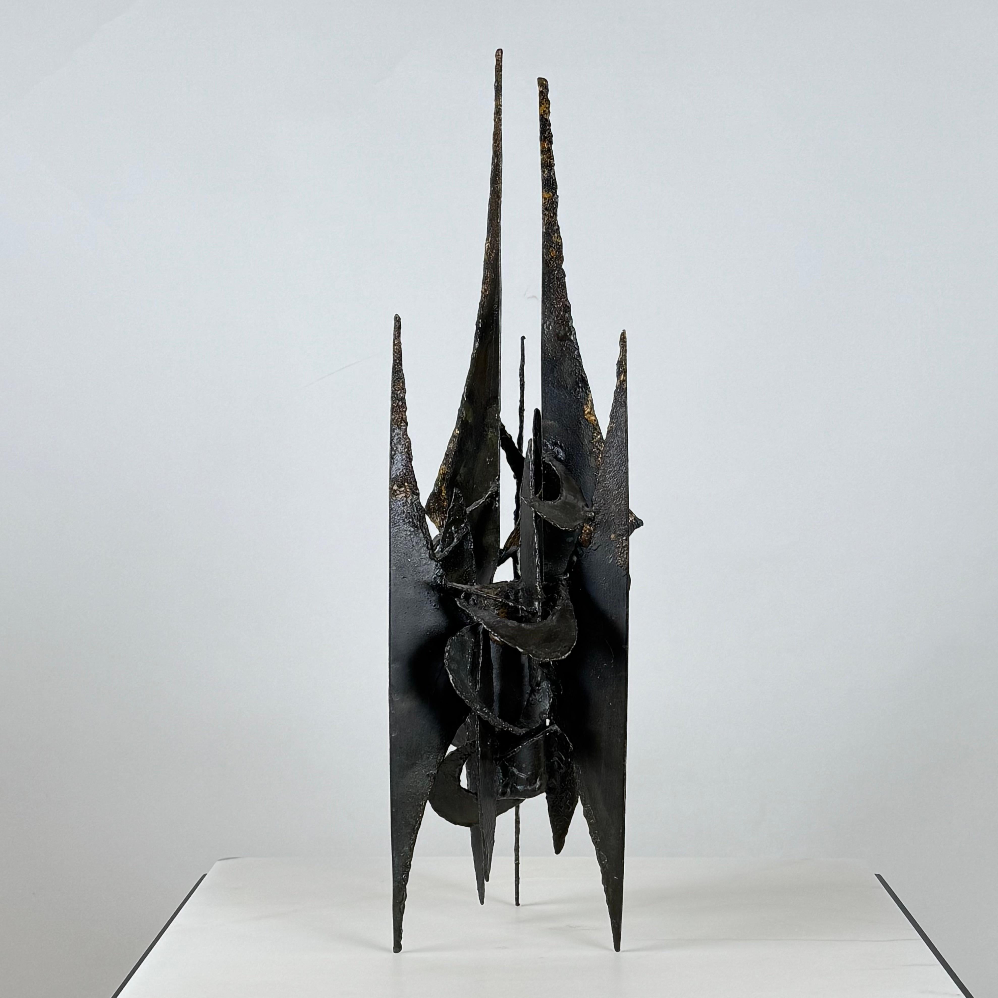 Small Decorative Brutalist Sculpture on Brass Stand For Sale 3