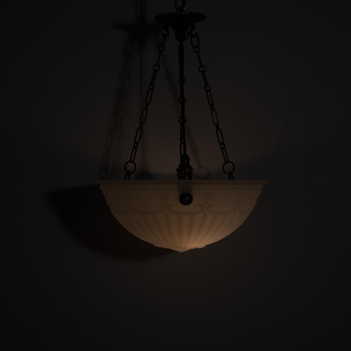 Early 20th Century Small Decorative Jefferson Moonstone Glass Plafonnier Ceiling Light