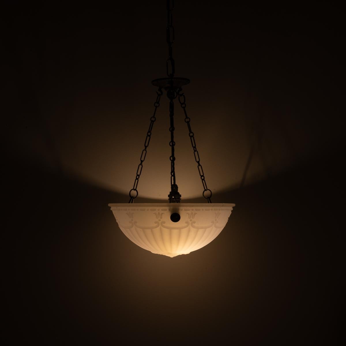 Brass Small Decorative Jefferson Moonstone Glass Plafonnier Ceiling Light