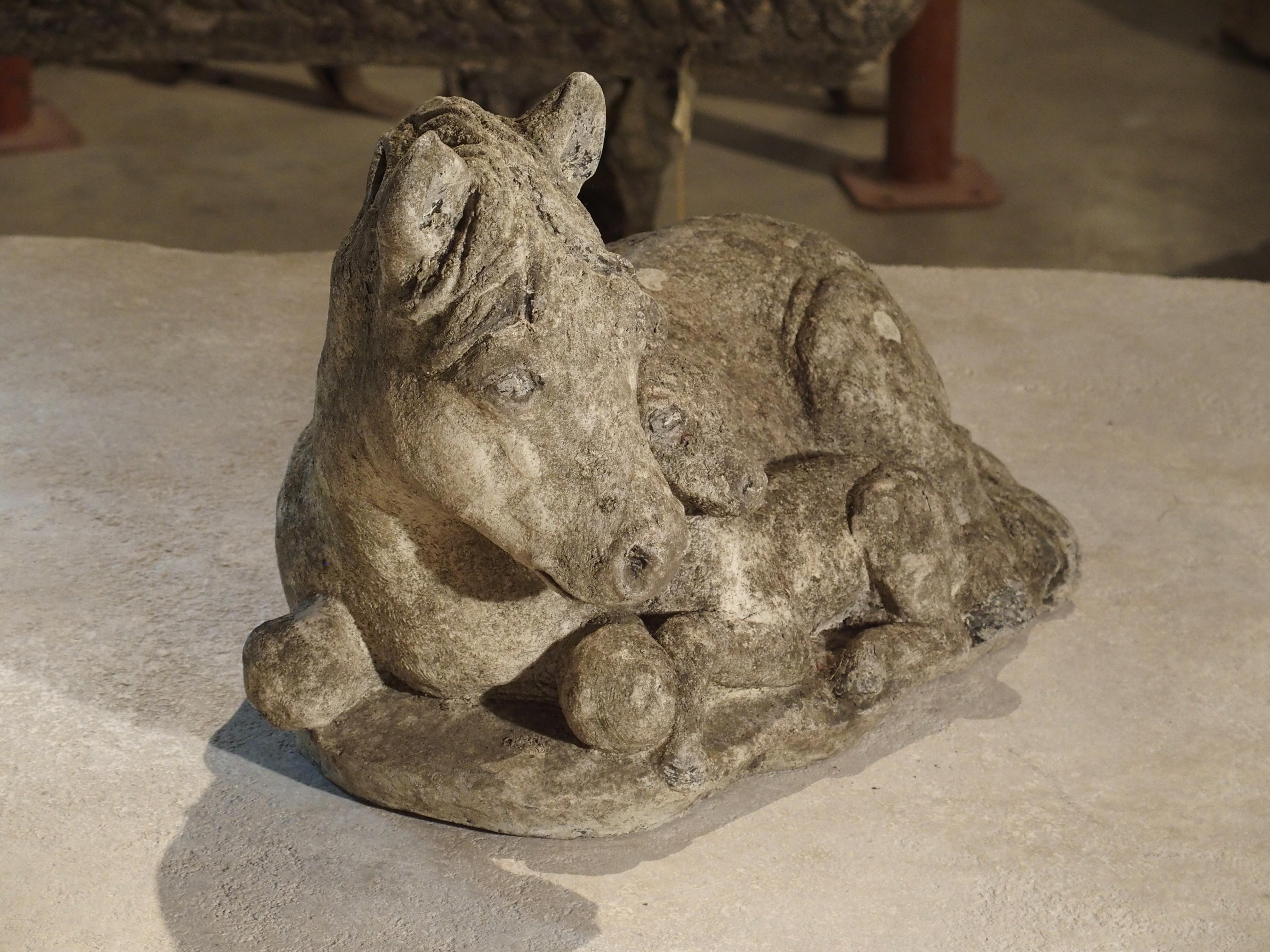 Cast Small Decorative Ponies Statue of Reconstructed Stone from France