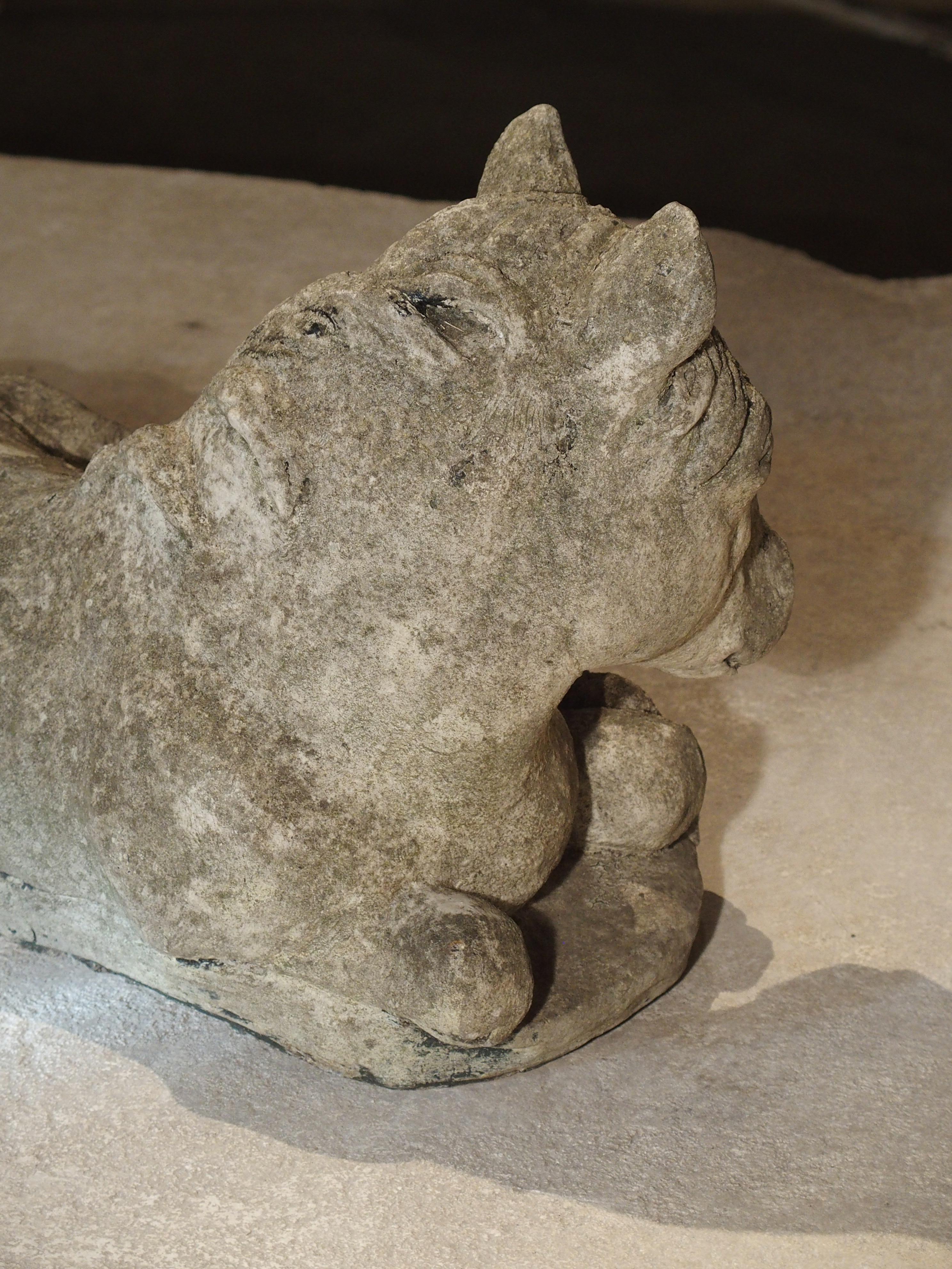 20th Century Small Decorative Ponies Statue of Reconstructed Stone from France