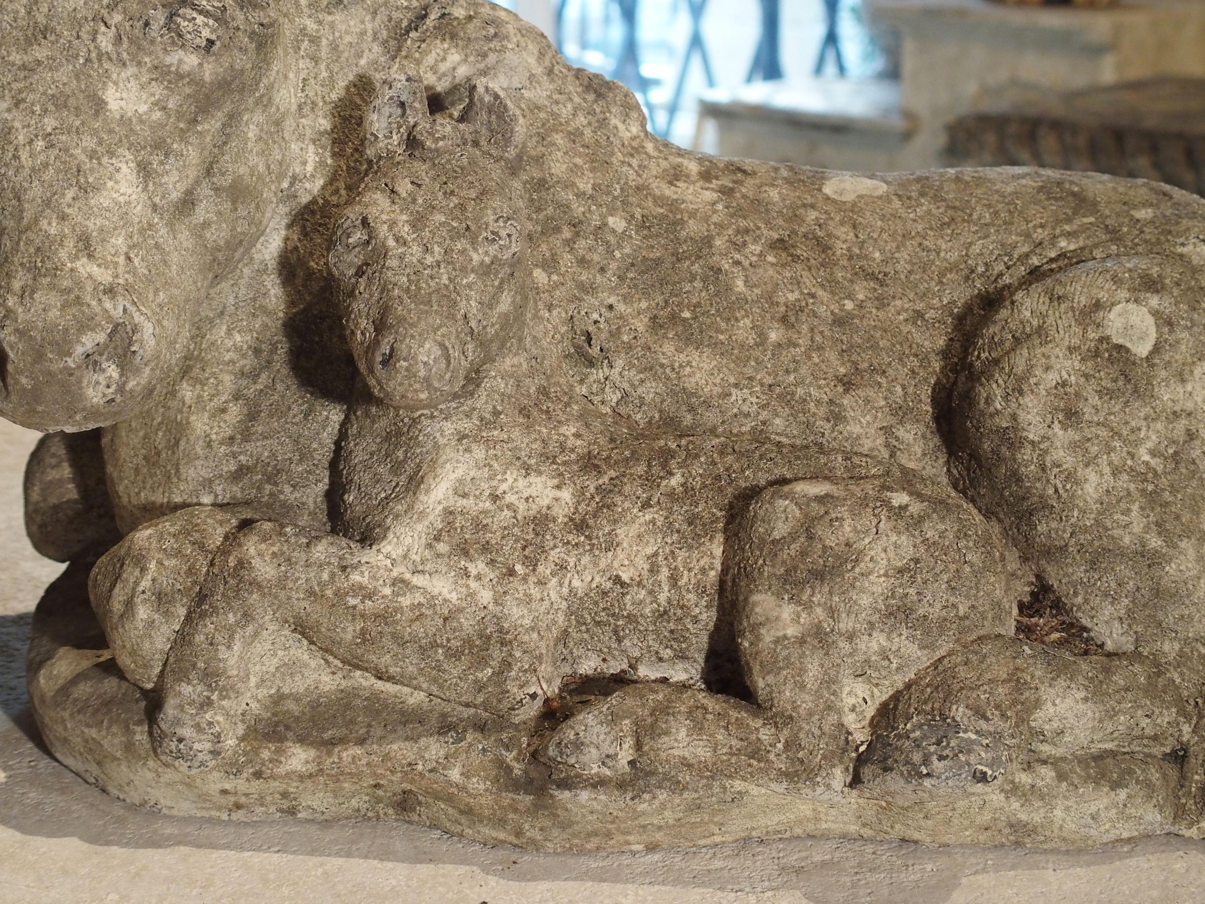 Small Decorative Ponies Statue of Reconstructed Stone from France 3