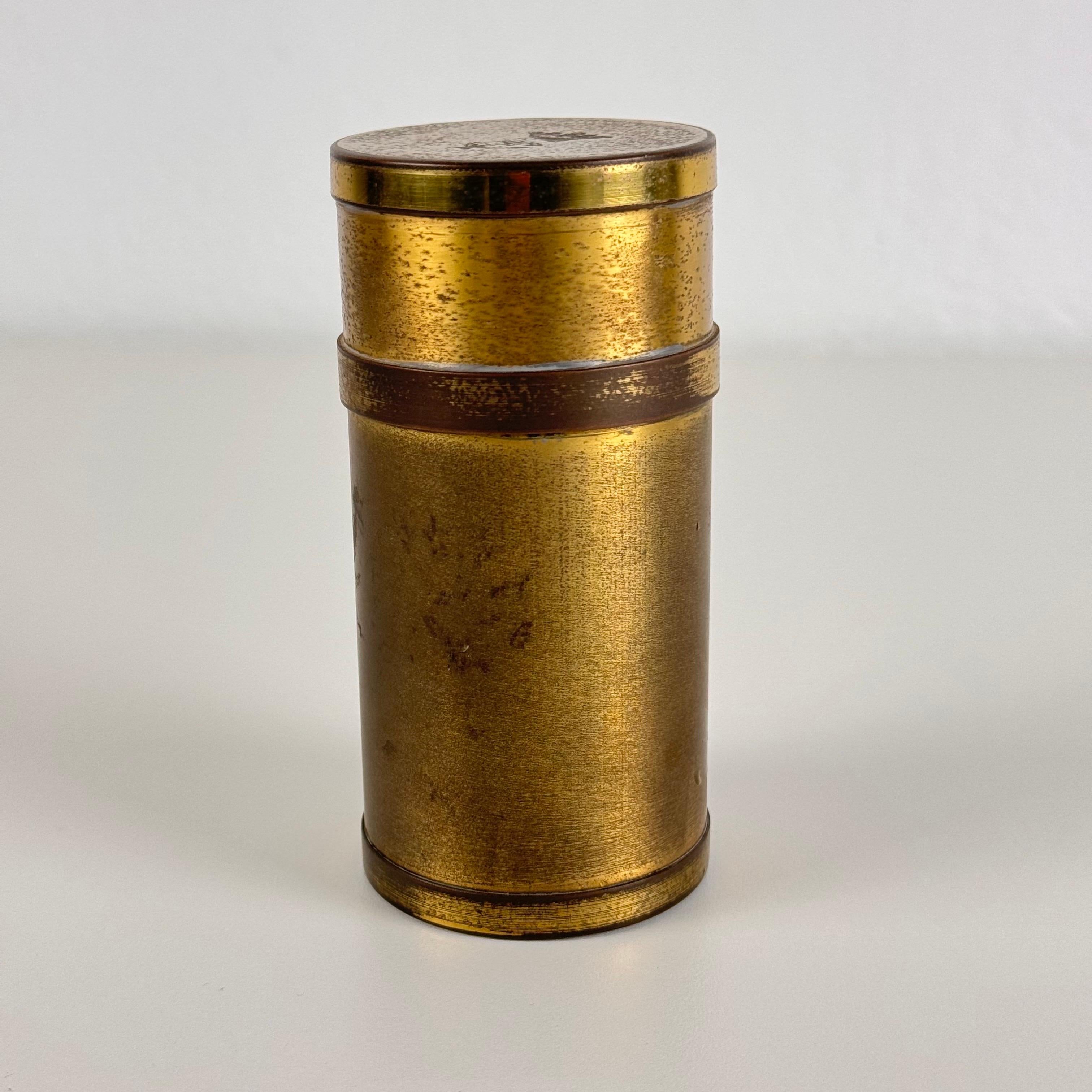 Small Decorative Round Brass Box by Gabriella Crespi, 1960s, Signed For Sale 5
