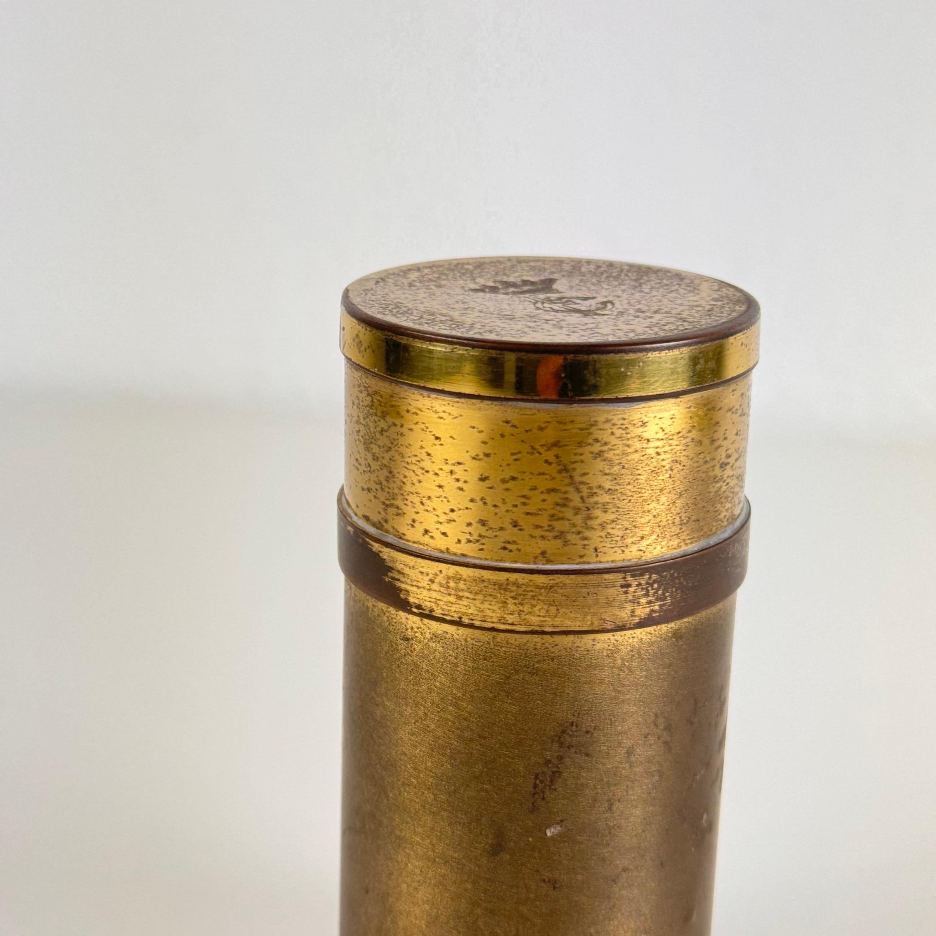 Small Decorative Round Brass Box by Gabriella Crespi, 1960s, Signed For Sale 6
