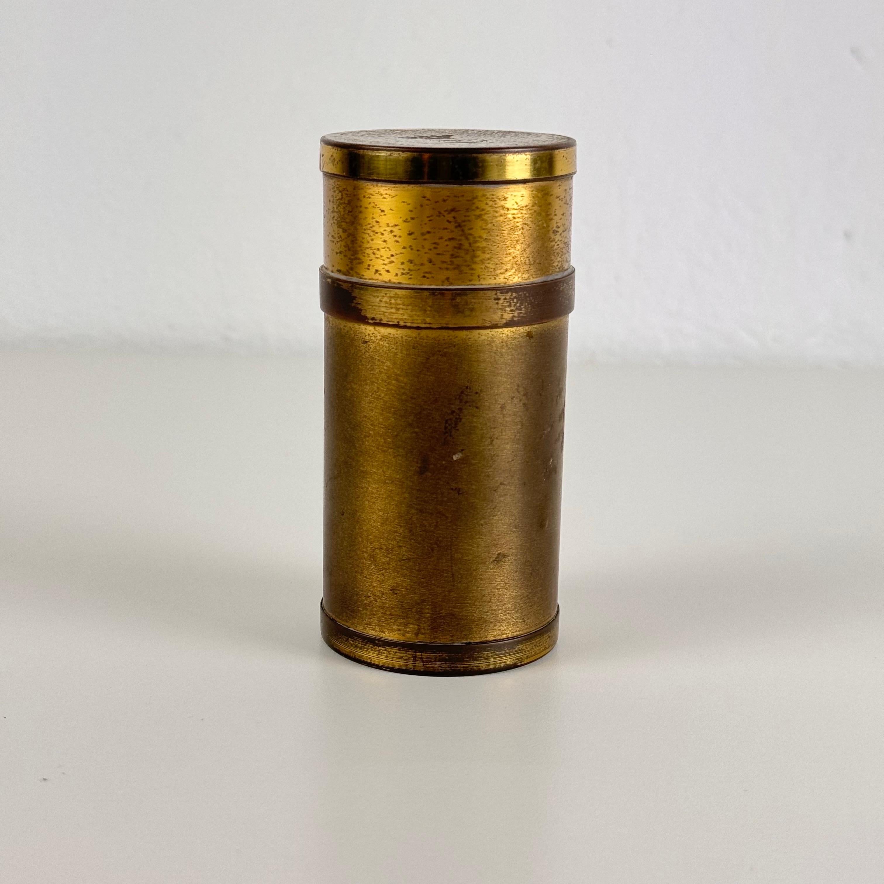 Mid-Century Modern Small Decorative Round Brass Box by Gabriella Crespi, 1960s, Signed For Sale