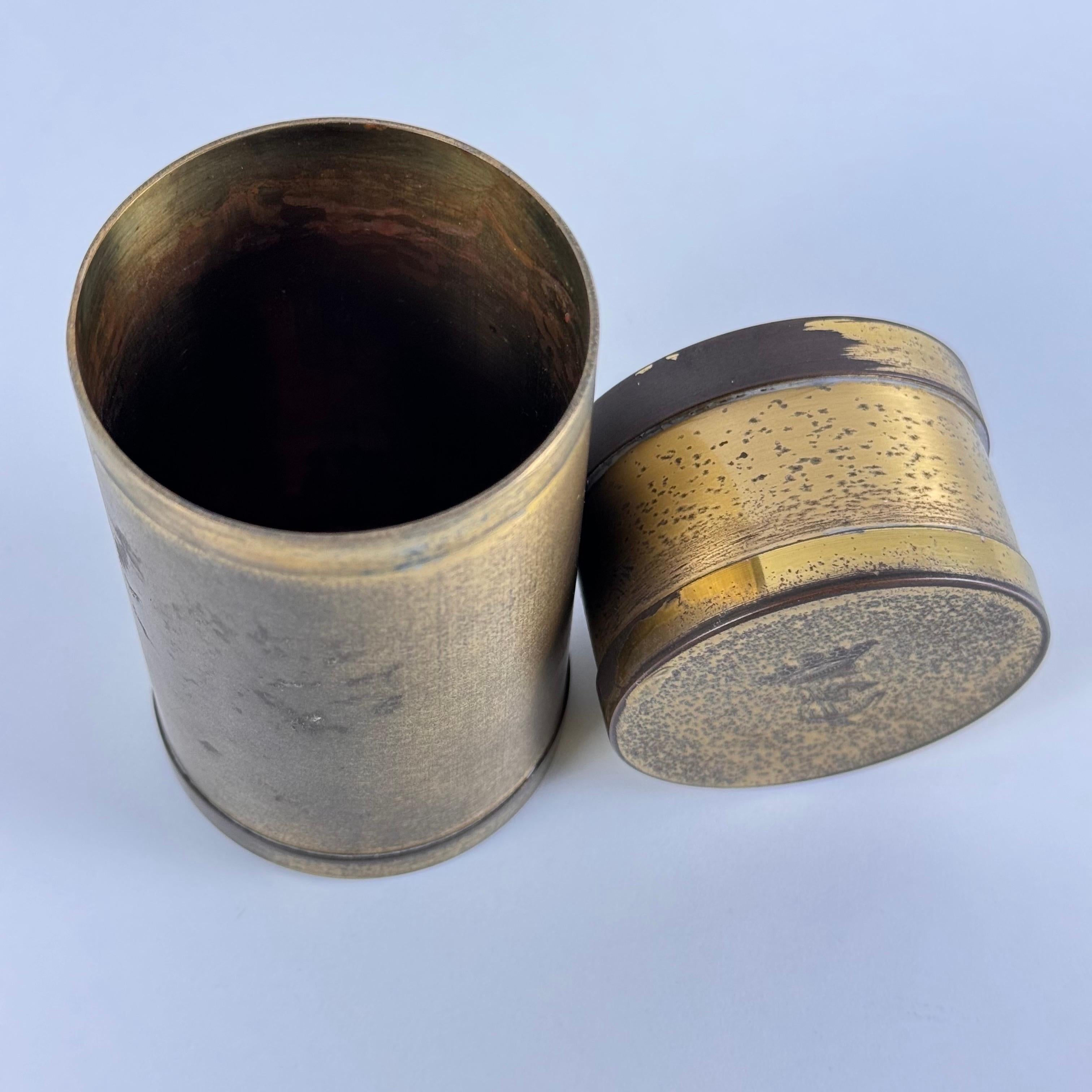 Mid-20th Century Small Decorative Round Brass Box by Gabriella Crespi, 1960s, Signed For Sale