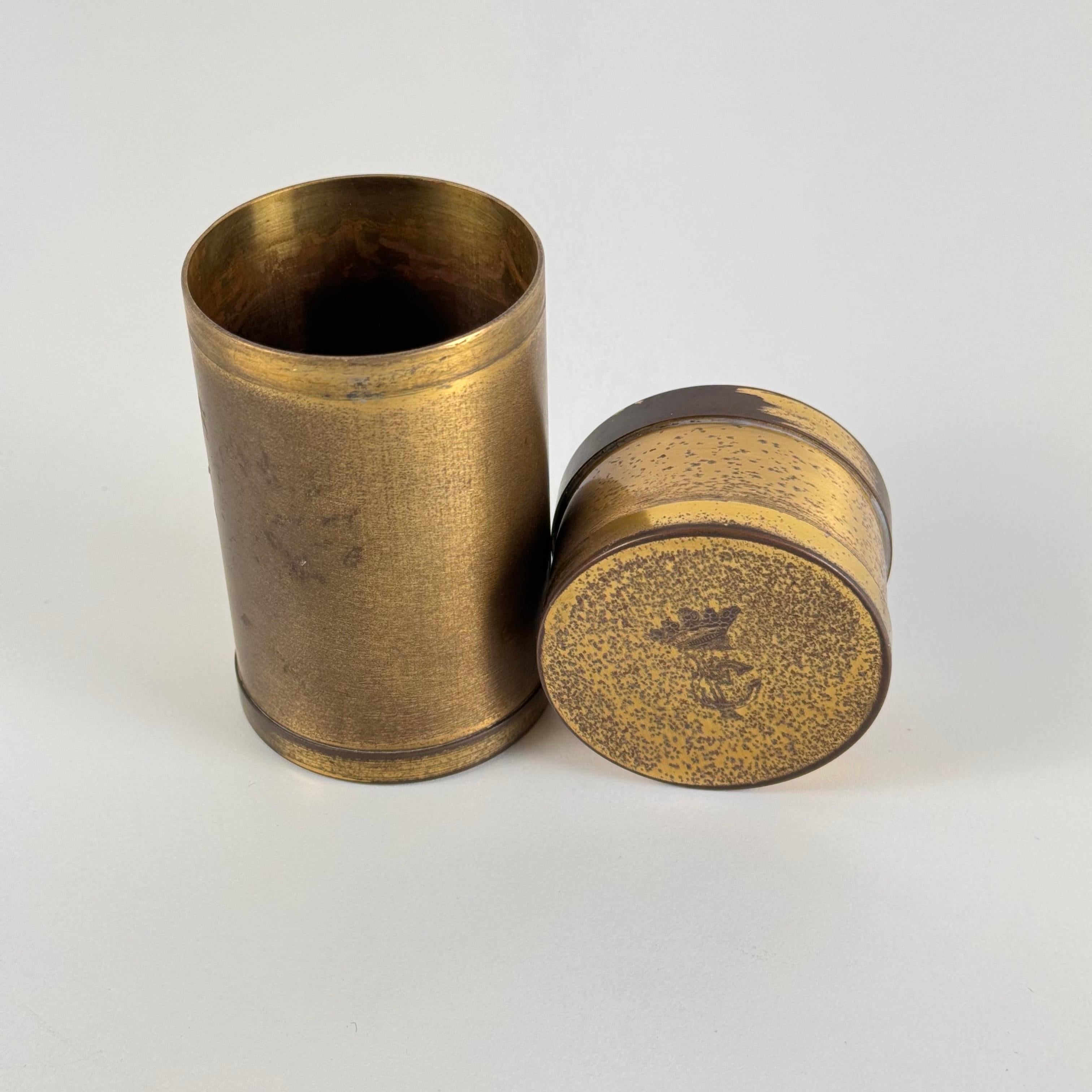 Small Decorative Round Brass Box by Gabriella Crespi, 1960s, Signed For Sale 1