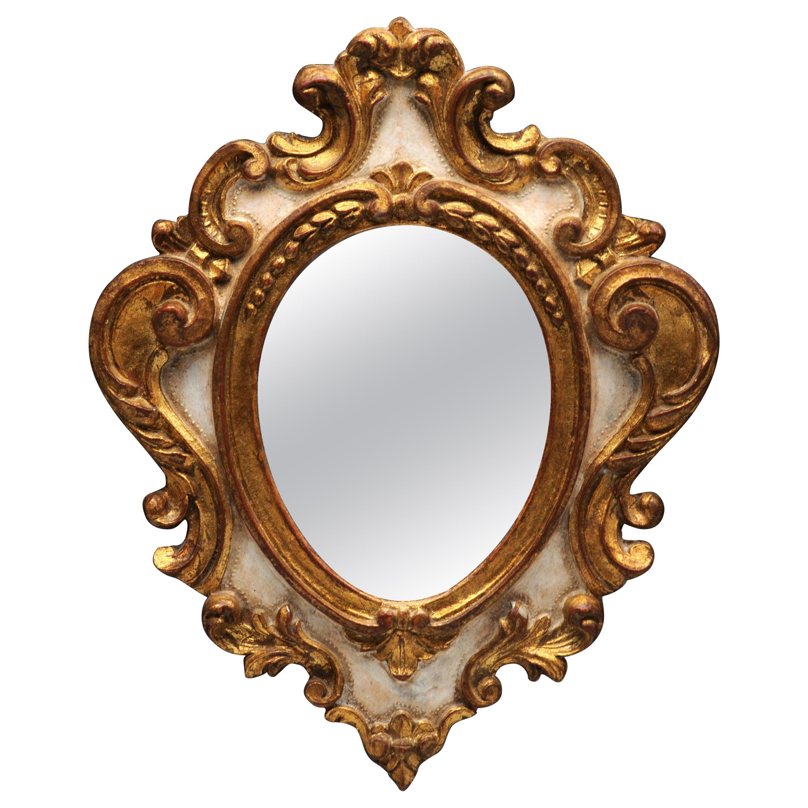 Small Decorative Venetian Rococo Italian Giltwood Wall Mirror
