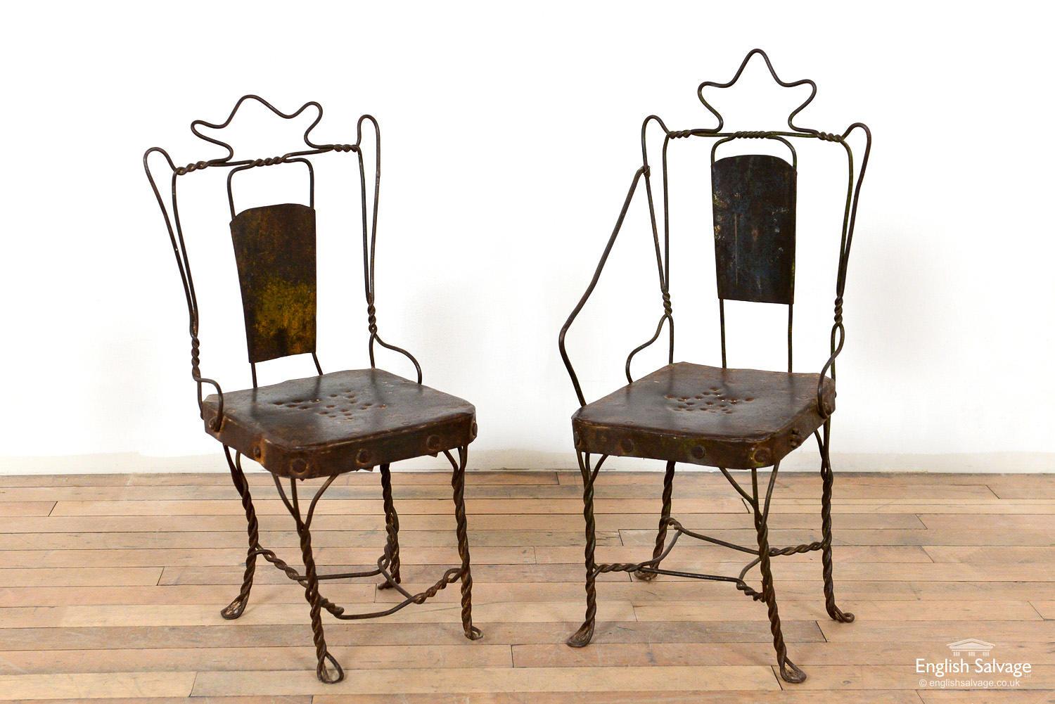 Very sweet small chairs naively made with recycled metal. These would make lovely decorative or display items.