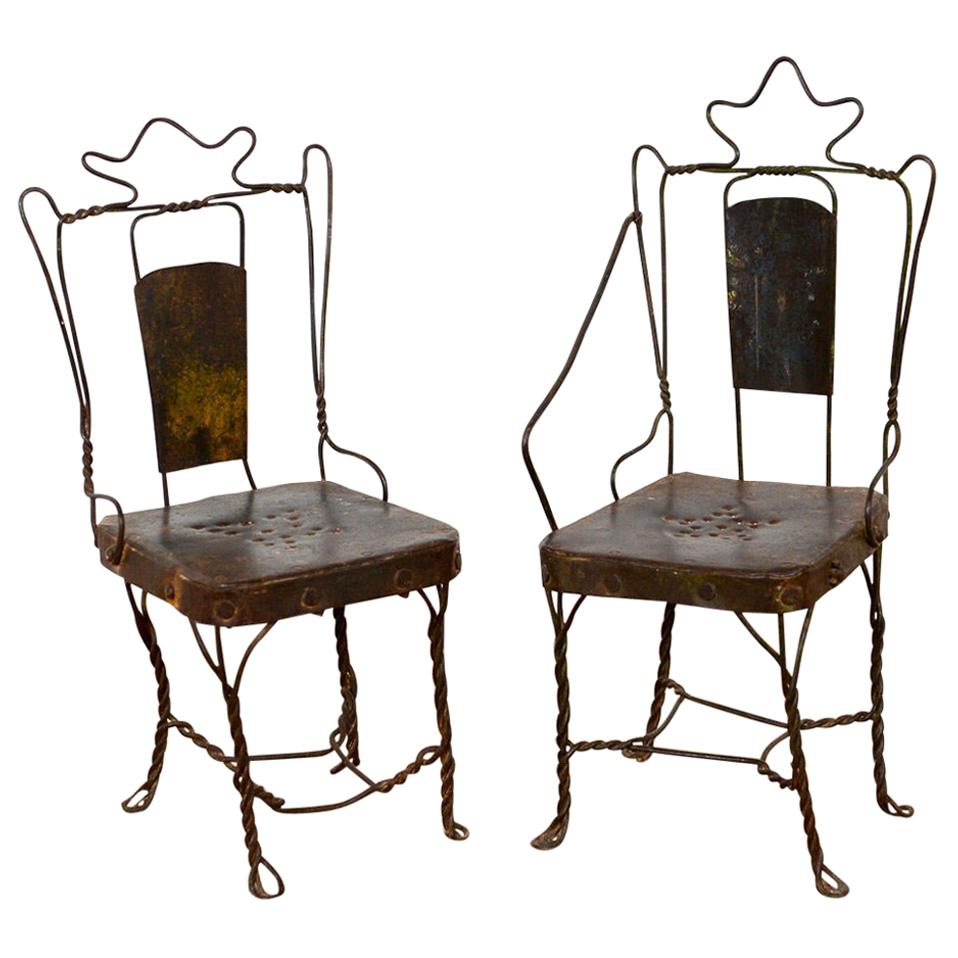 Small Decorative Wire Chairs, 20th Century For Sale