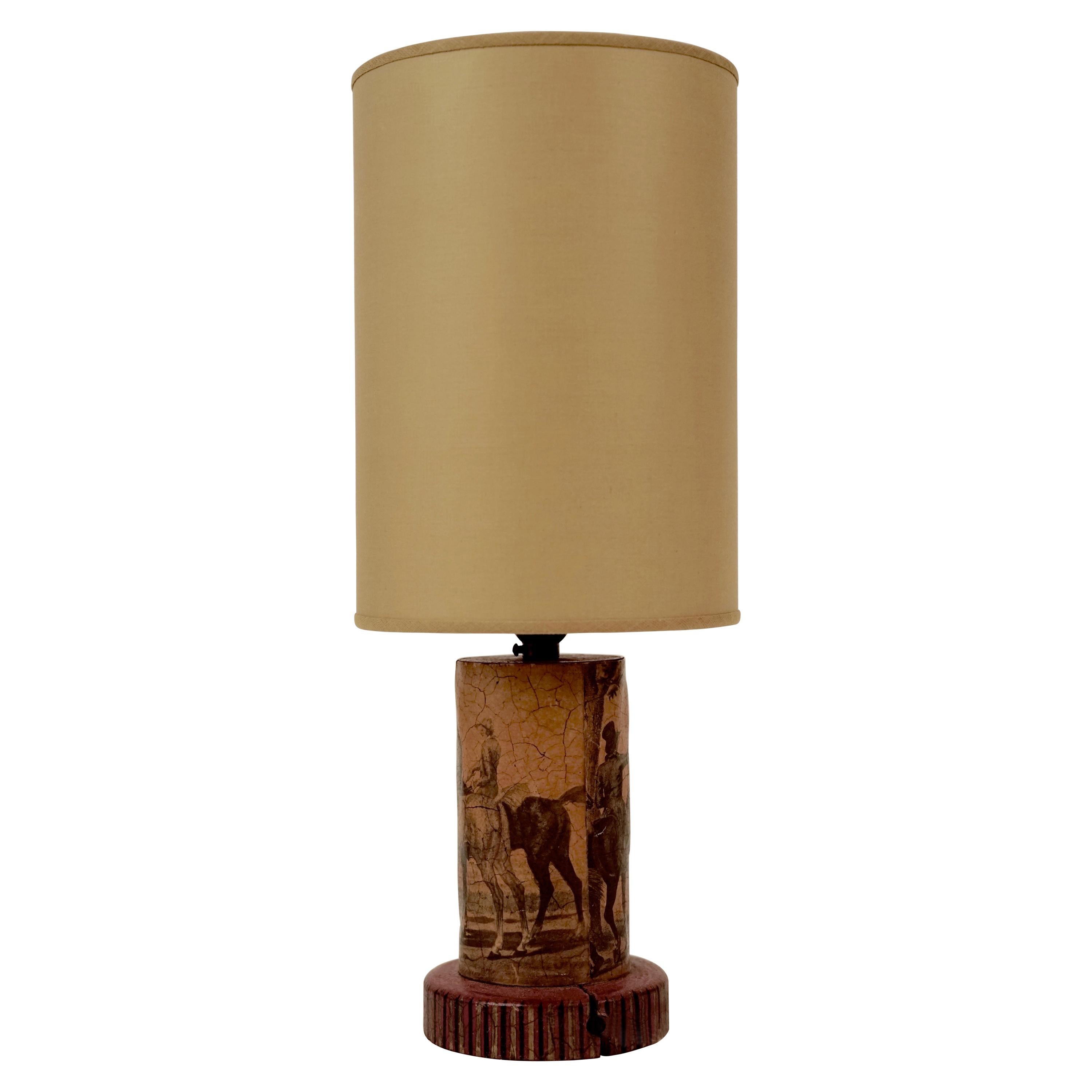 Small Découpage Table Lamp in Hollywood Regency Style For Sale