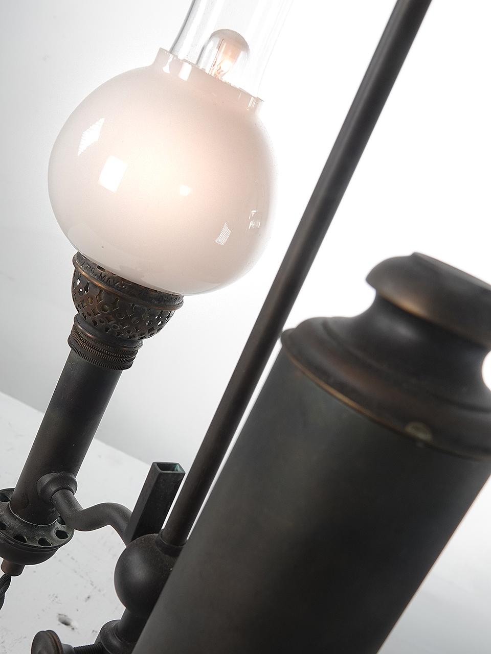 American Small Delicate 1800s Victorian Student Desk Lamp