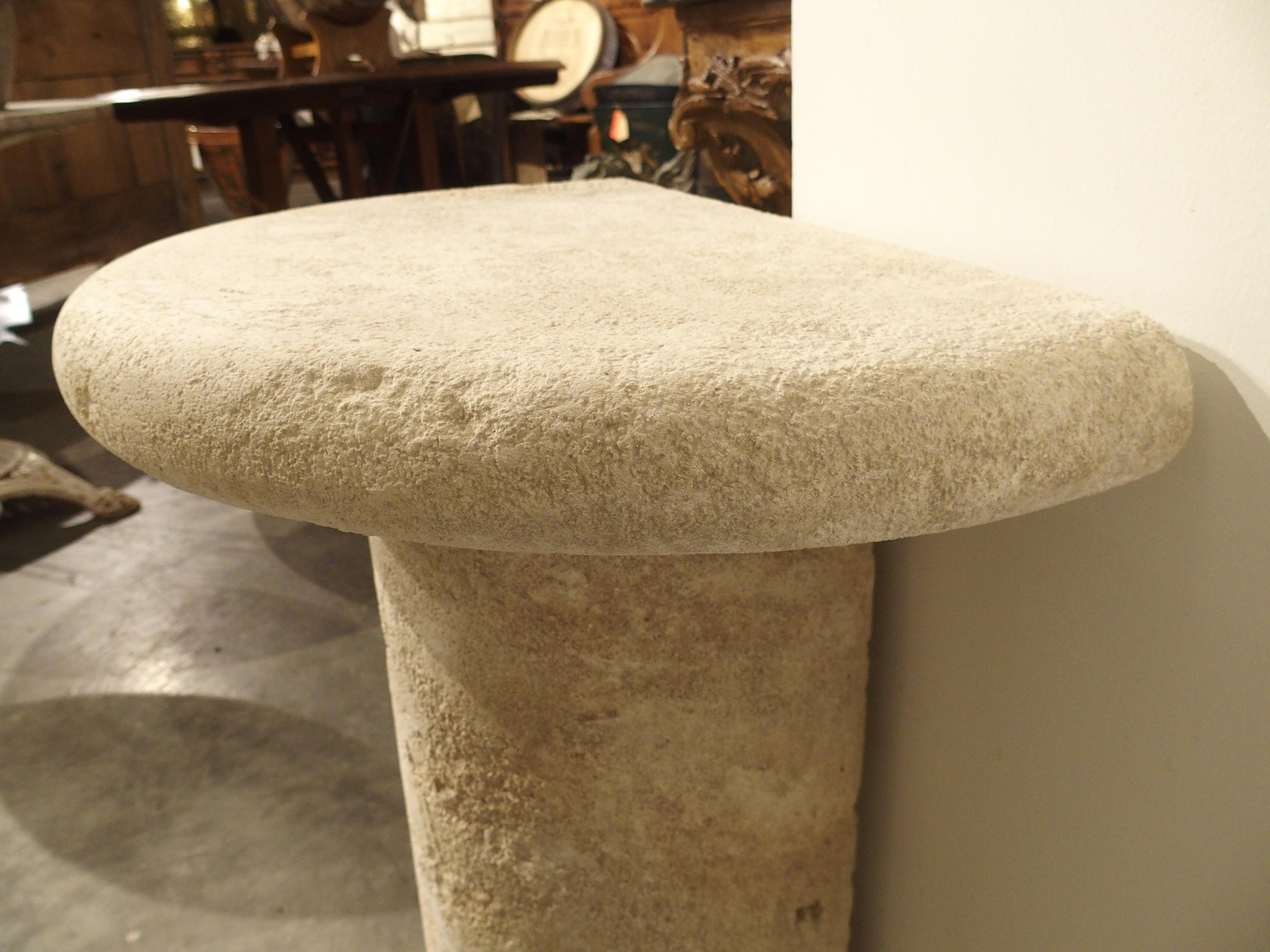 Small Demilune Console Table in Carved Limestone from Provence, France For Sale 4