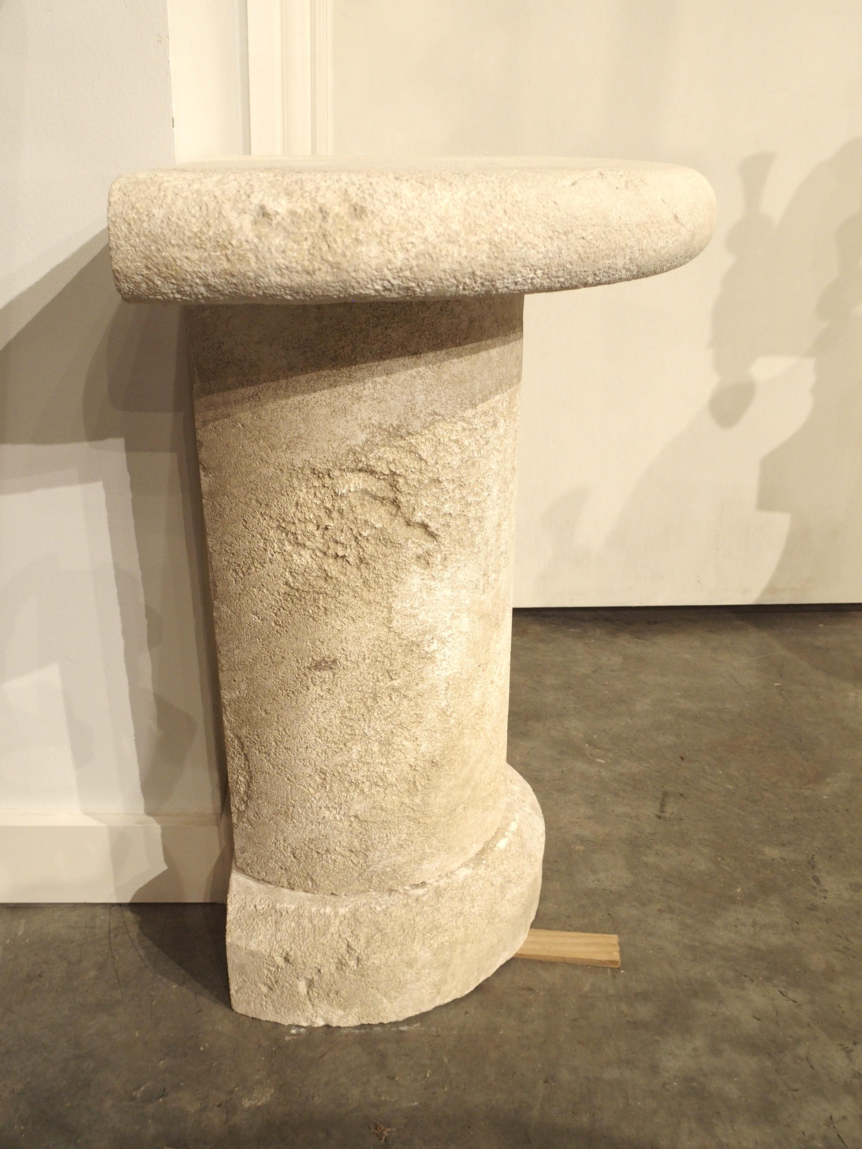 Small Demilune Console Table in Carved Limestone from Provence, France For Sale 5