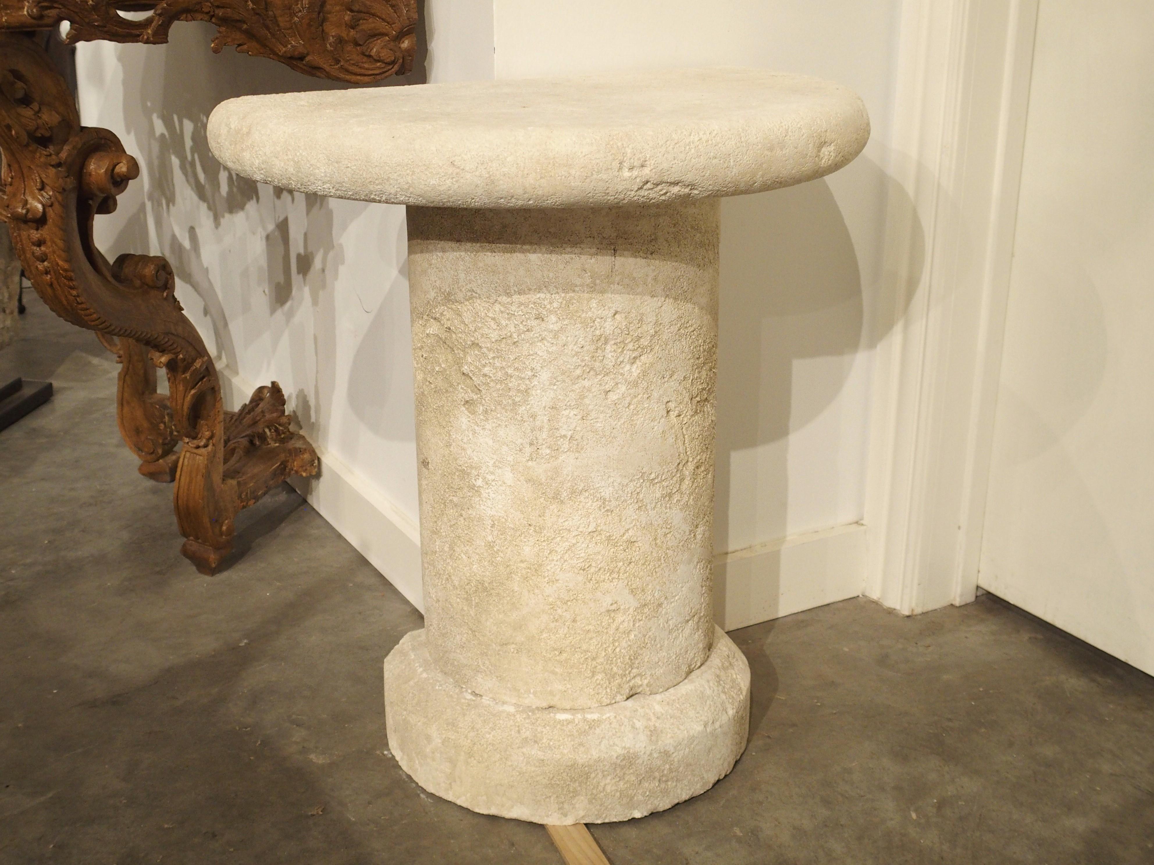 Small Demilune Console Table in Carved Limestone from Provence, France For Sale 6