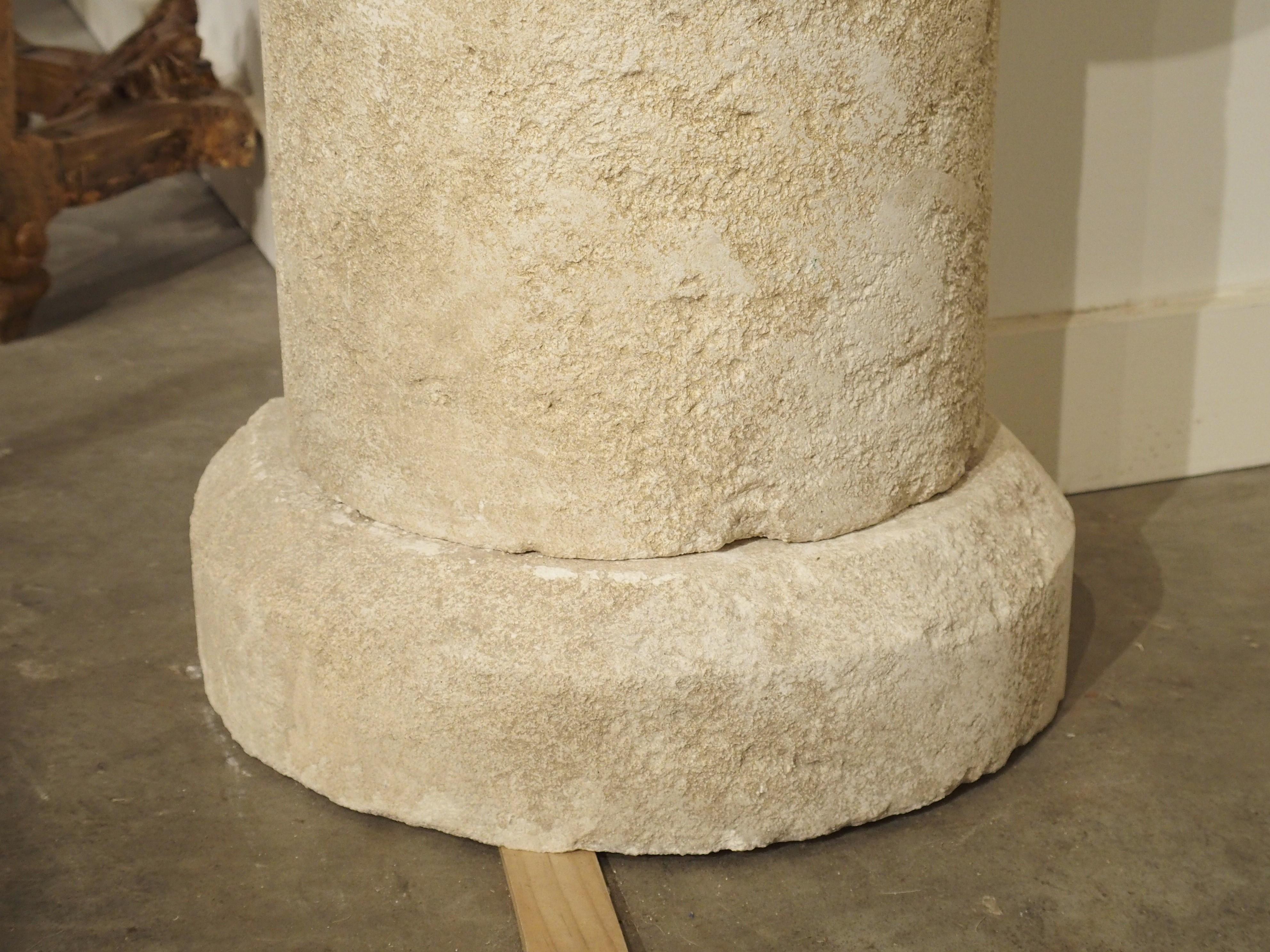 Hand-Carved Small Demilune Console Table in Carved Limestone from Provence, France