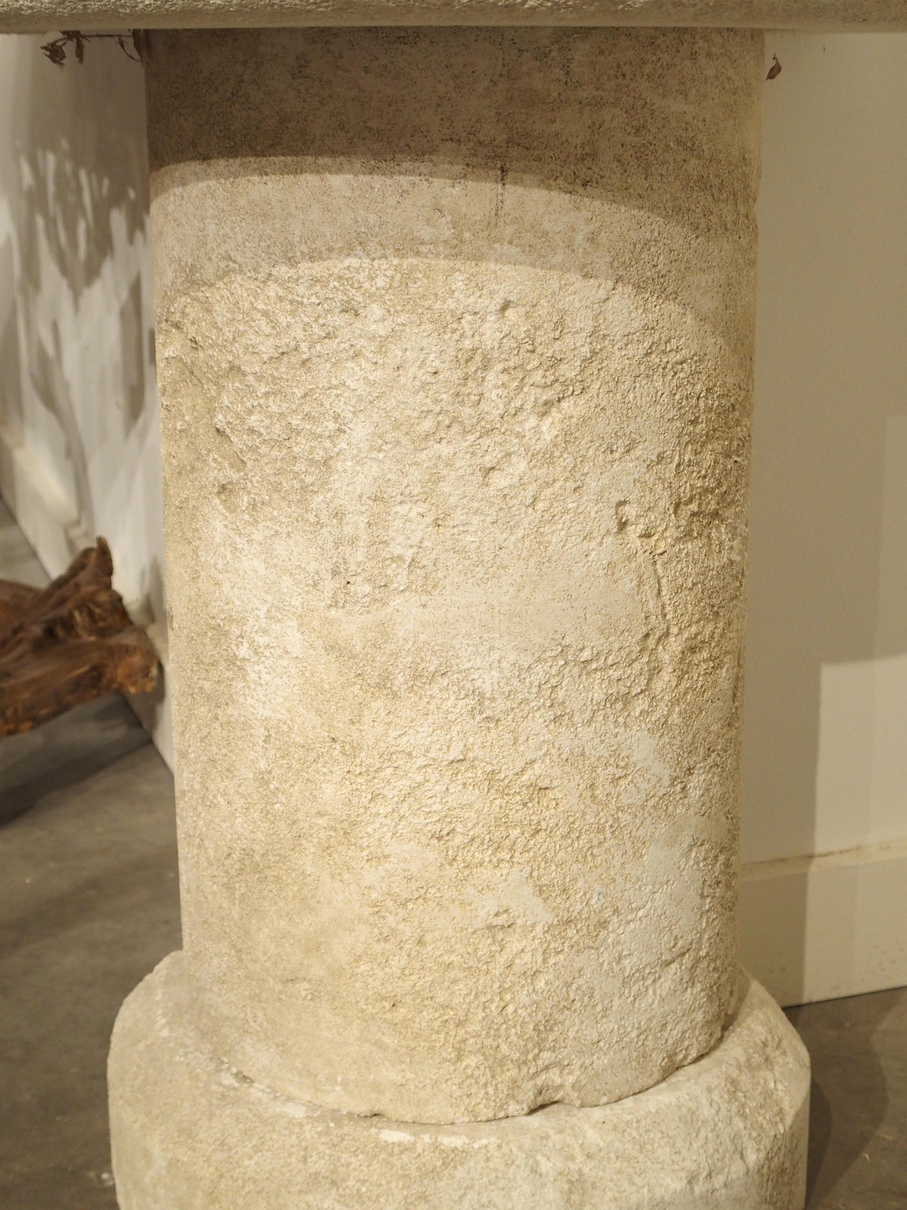 Small Demilune Console Table in Carved Limestone from Provence, France In Good Condition For Sale In Dallas, TX