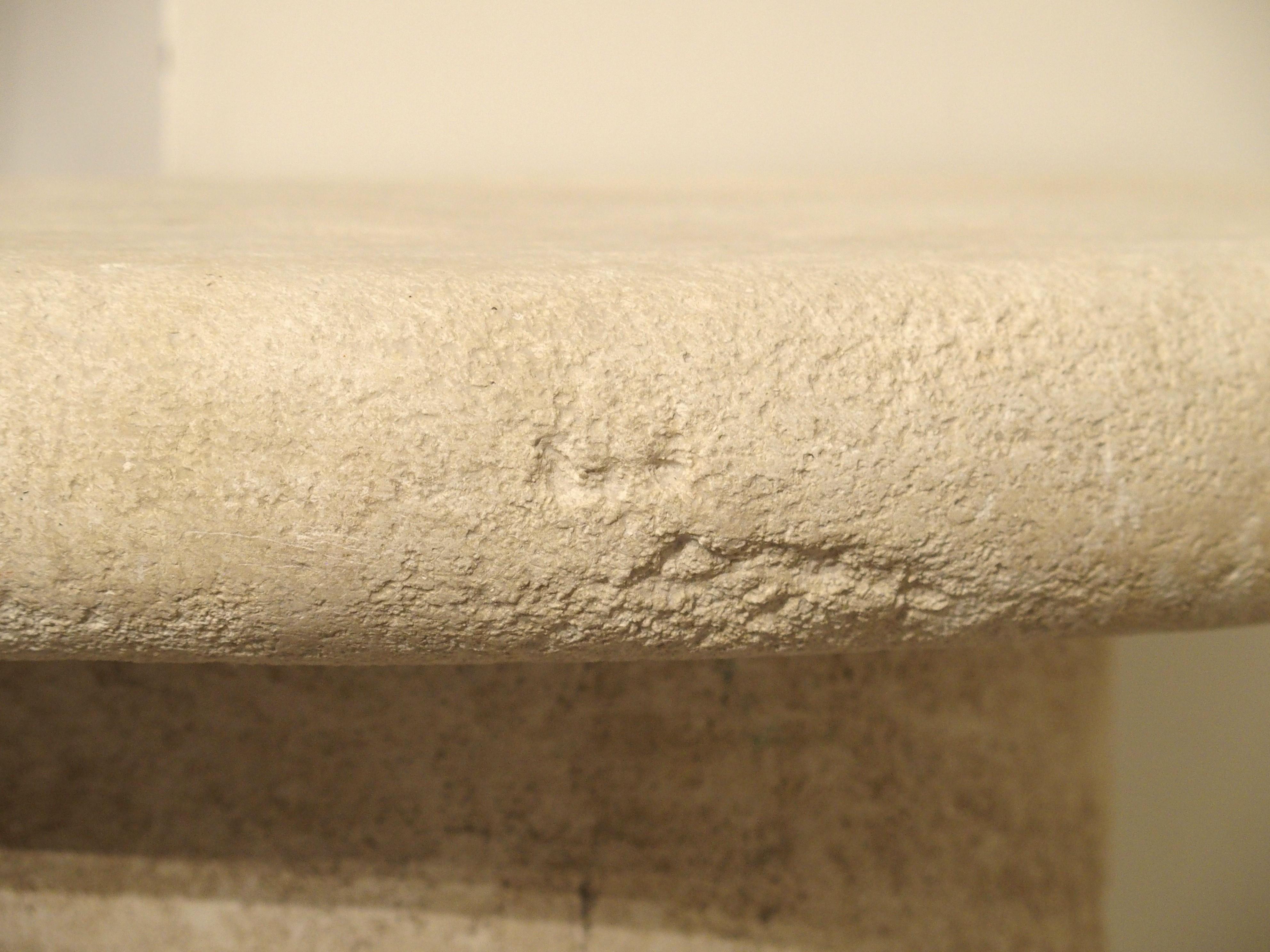 Contemporary Small Demilune Console Table in Carved Limestone from Provence, France For Sale