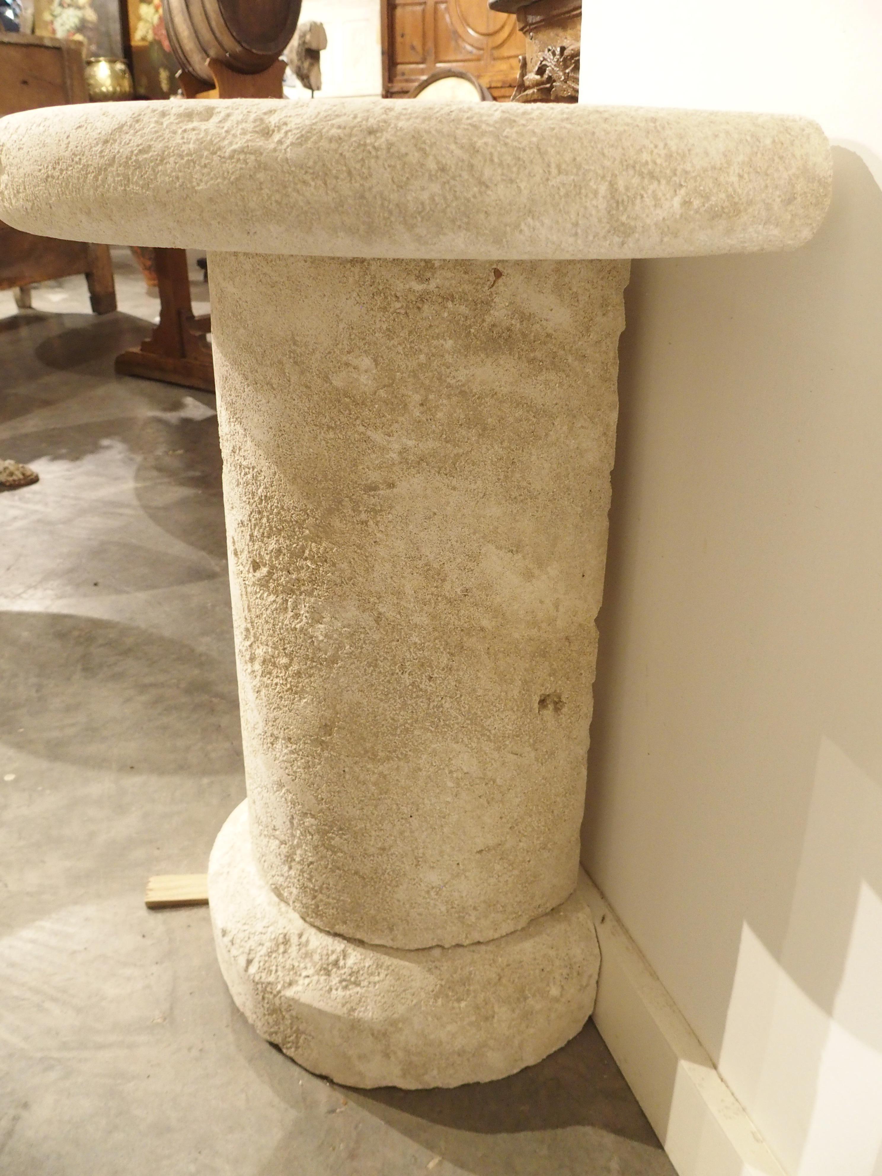 Small Demilune Console Table in Carved Limestone from Provence, France For Sale 2