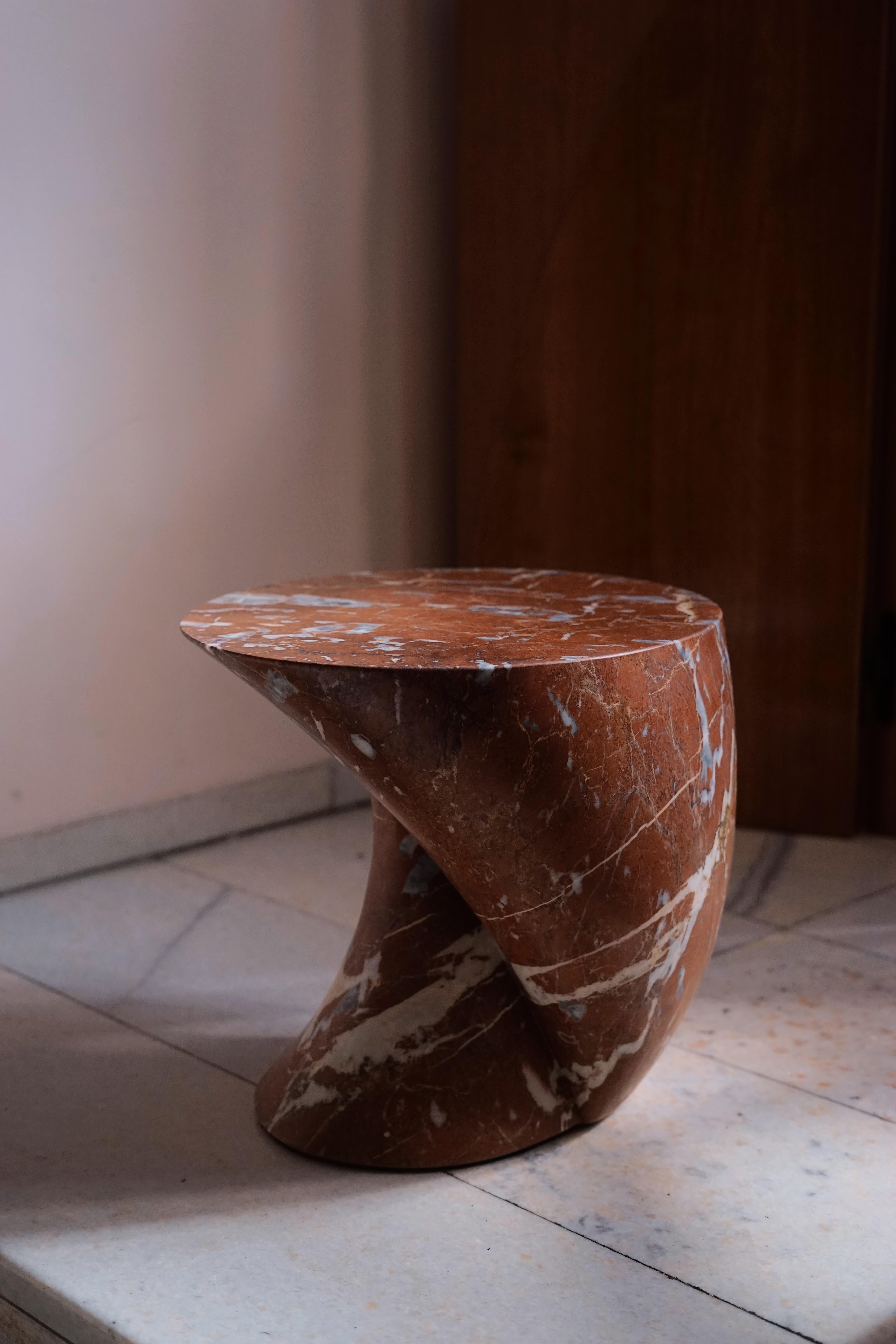 Small Departed Marble Side Table by Studio TOOJ
Designed by Johan Wilén
Dimensions: D 41 x H 40 cm.
Materials: Soft-honed Rosso Francia marble.

Introducing 