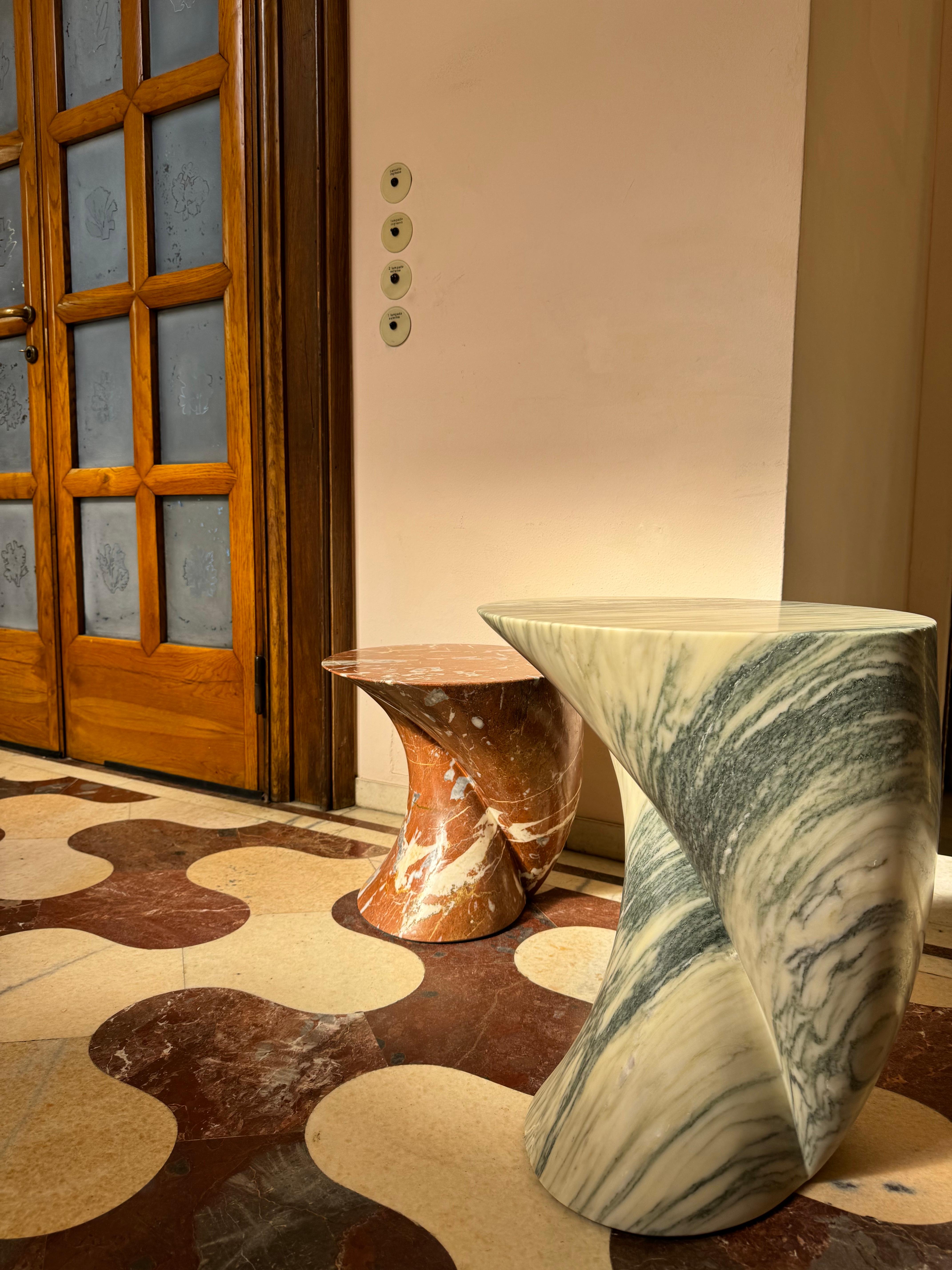 Contemporary Small Departed Marble Side Table by Studio TOOJ For Sale