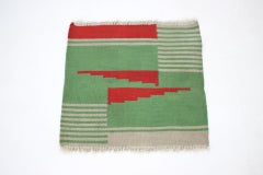 Small Design Geometric Kilim Carpet in Style of Antonín Kybal, 1950s