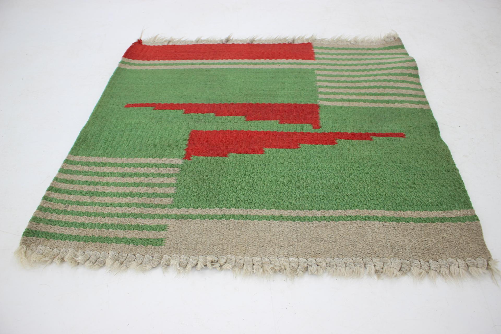 Czech Small Design Geometric Kilim Carpet in Style of Antonín Kybal, 1950s