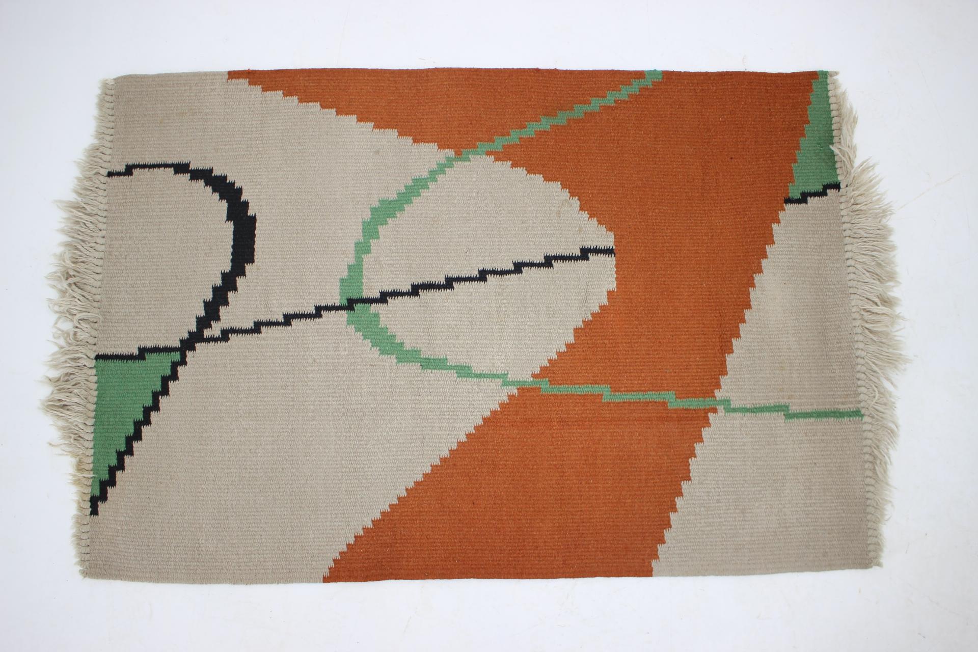 Mid-Century Modern Small Design Geometric Kilim Carpet/Rug in Style of Antonín Kybal, 1950s For Sale