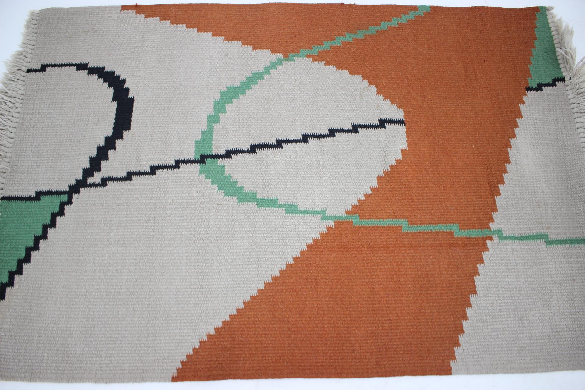 Czech Small Design Geometric Kilim Carpet/Rug in Style of Antonín Kybal, 1950s For Sale