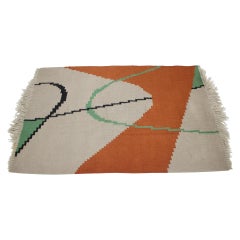 Tapis Kilim géométrique à petit design en forme de caisse dans le style d'Antonn Kybal, années 1950