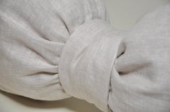 Small Designer Bow Pillow in Vintage Irish Linen Natural Oatmeal Cushion