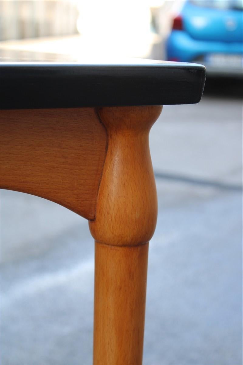Small Desk in Maple and Walnut with Brass Design Midcentury Italian Design 4