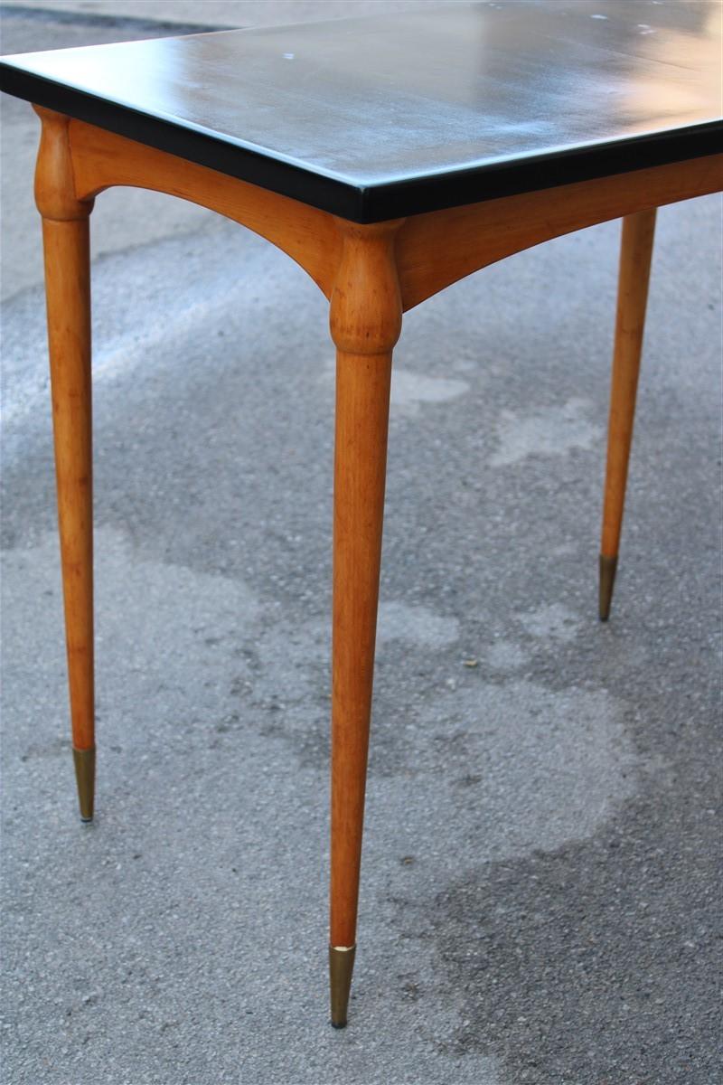 Mid-20th Century Small Desk in Maple and Walnut with Brass Design Midcentury Italian Design